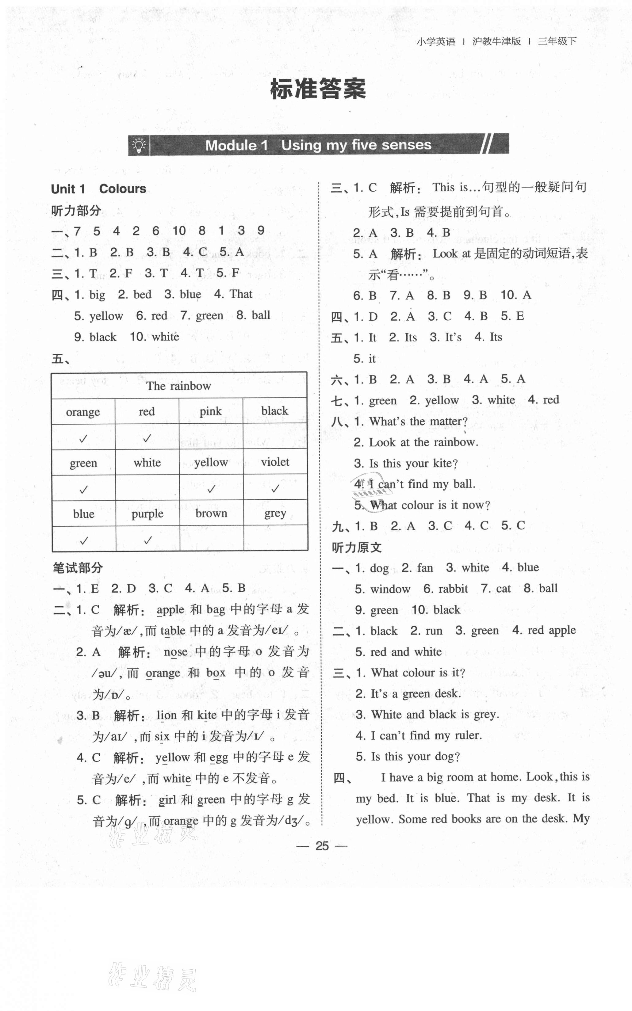 2021年北大绿卡三年级英语下册沪教版深圳专版 第1页