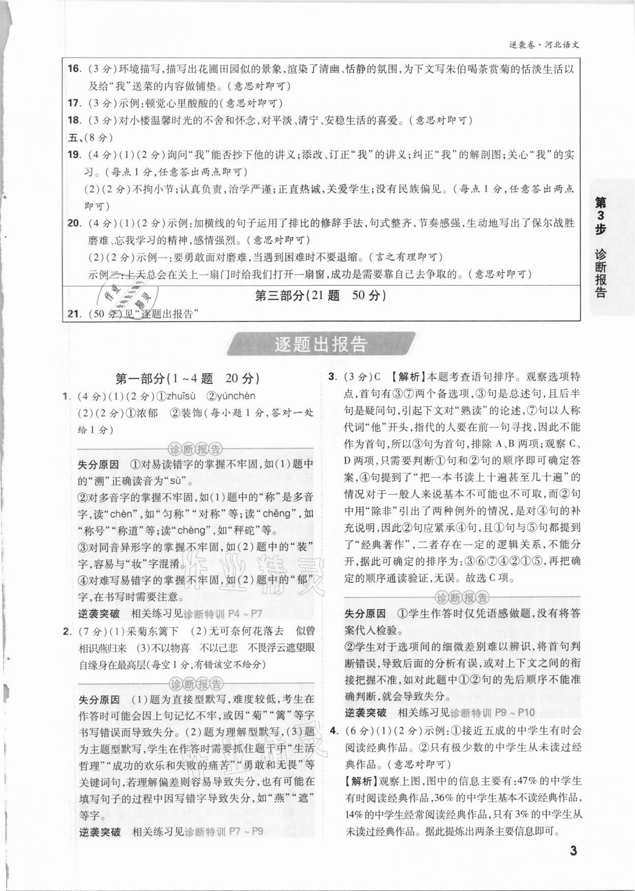 2021年萬唯中考逆襲卷語文河北專版 參考答案第2頁
