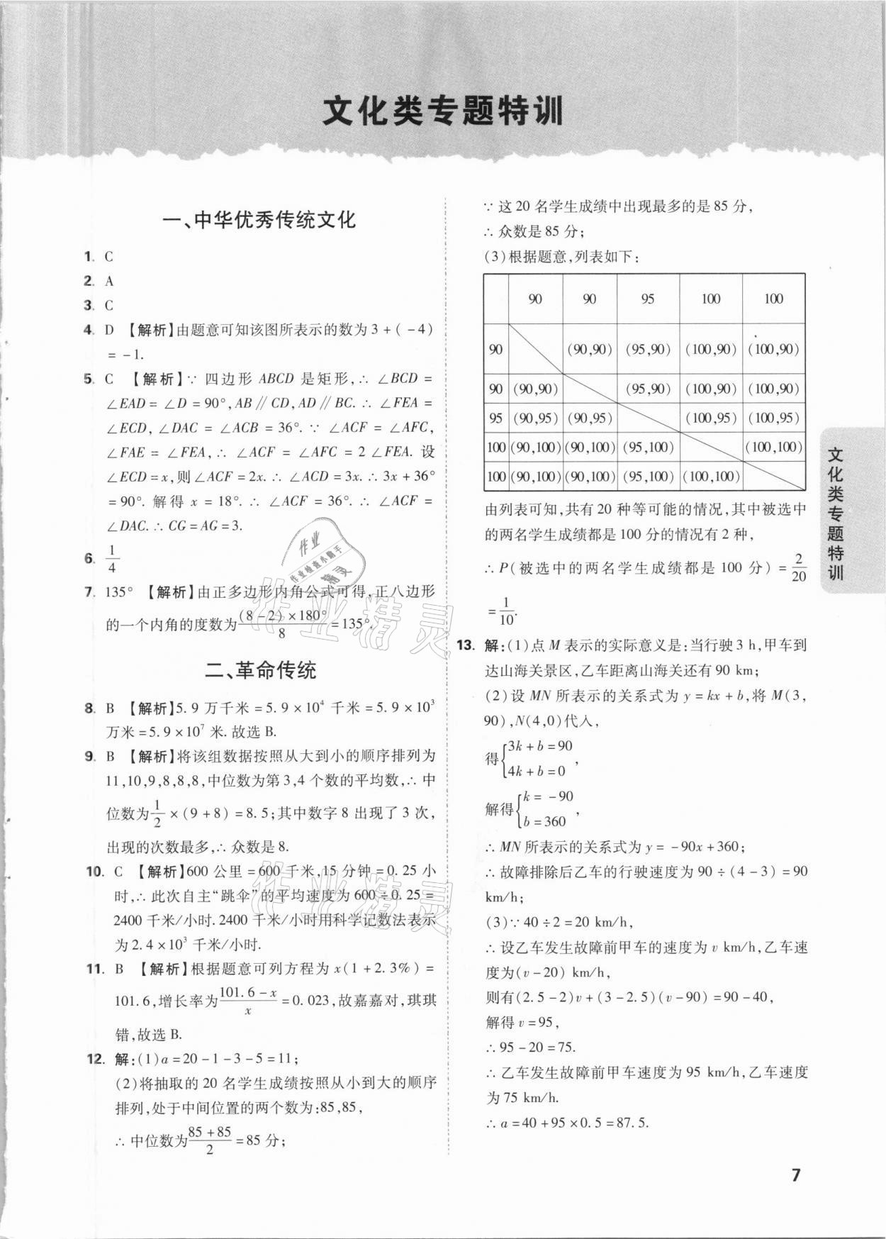 2021年萬唯中考逆襲卷數(shù)學(xué)河北專版 參考答案第7頁
