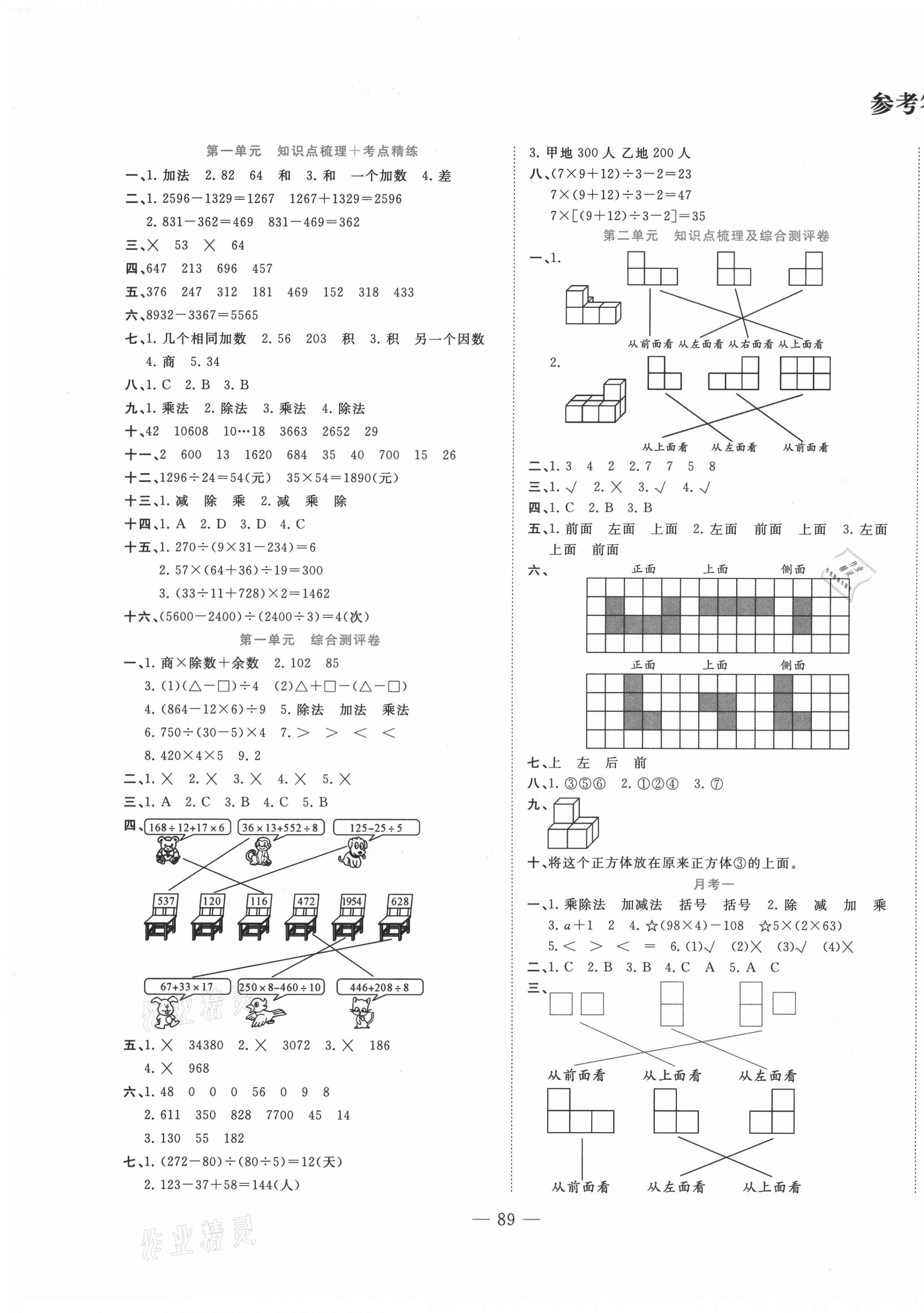 2021年狀元點金卷四年級數(shù)學(xué)下冊人教版 第1頁