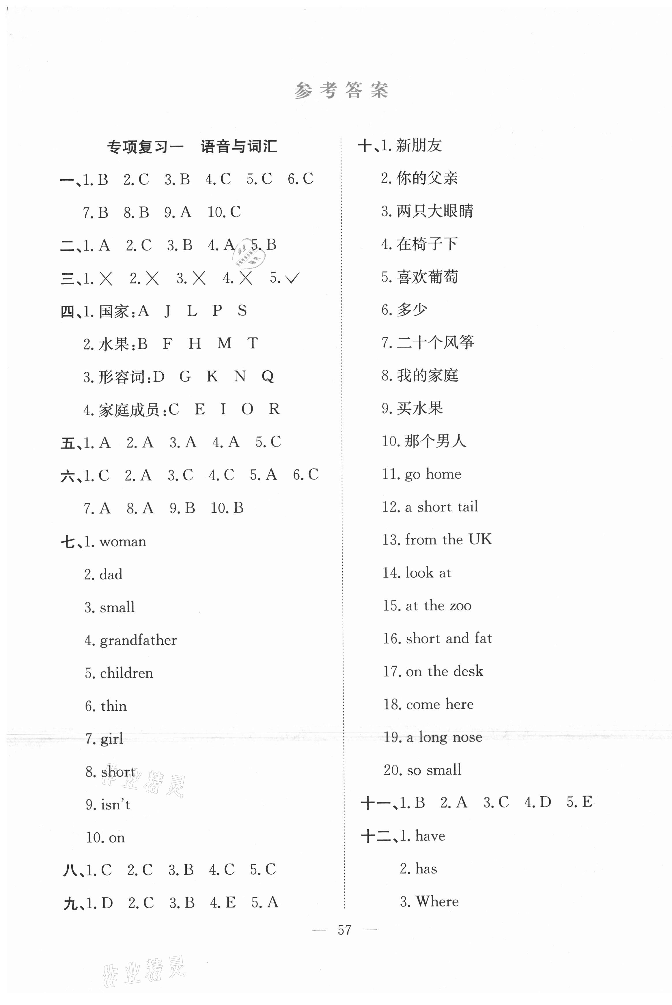 2021年期末1號(hào)三年級(jí)英語(yǔ)下冊(cè)人教版 參考答案第1頁(yè)
