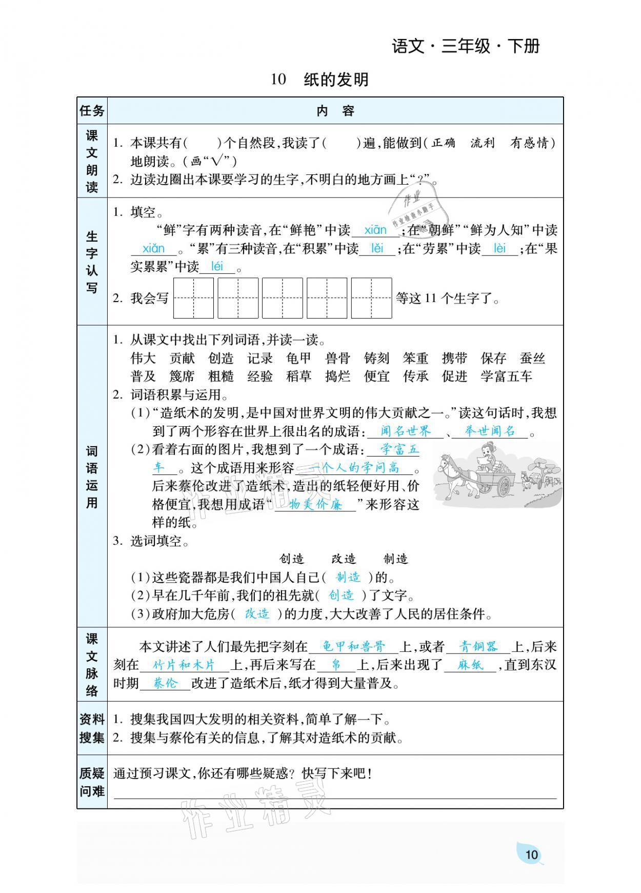 2021年揚帆天天練三年級語文下冊 參考答案第32頁