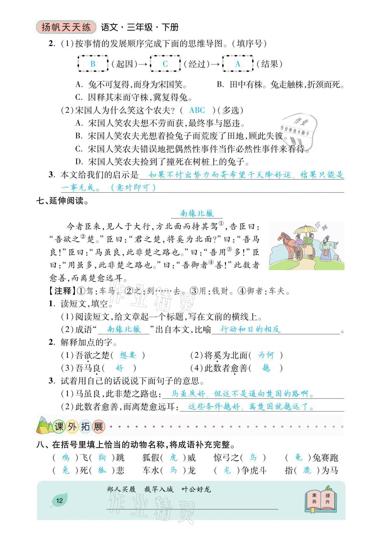 2021年揚帆天天練三年級語文下冊 參考答案第33頁