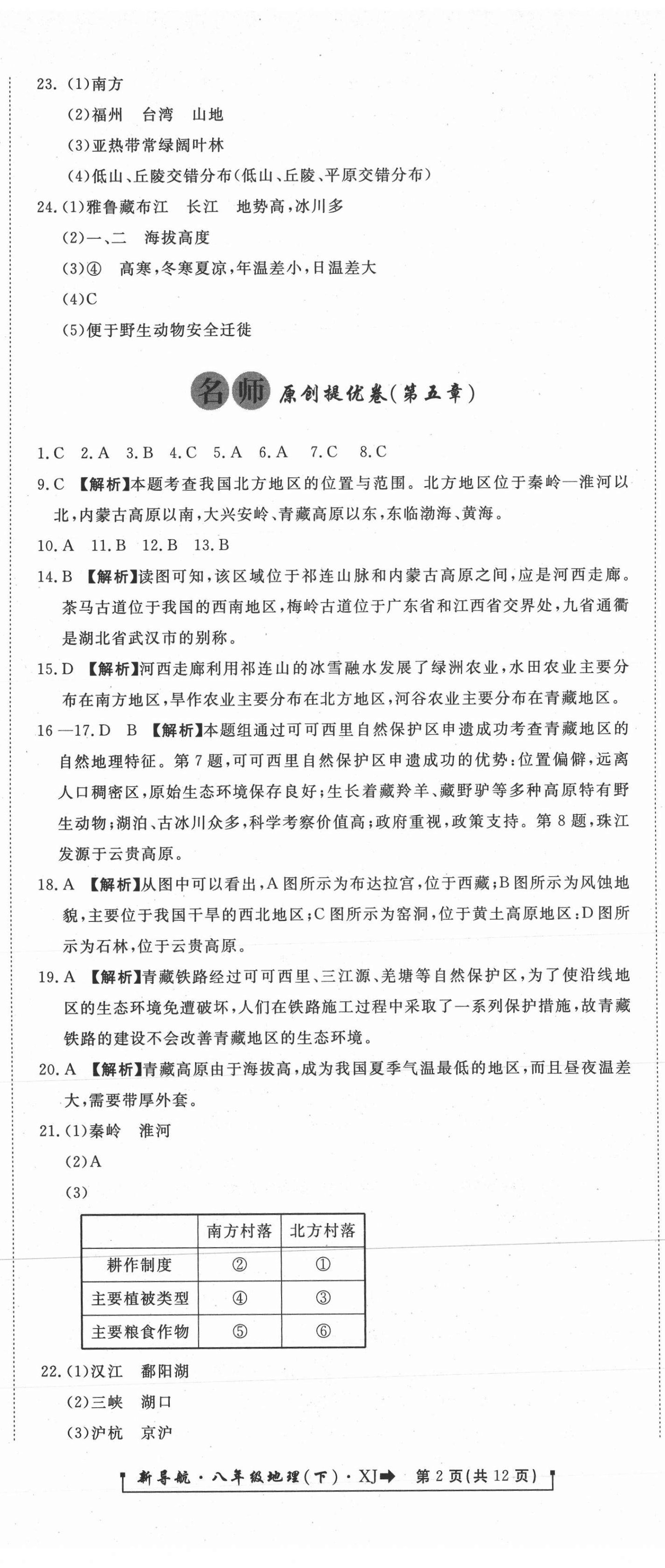 2021年新导航一线密卷八年级地理下册湘教版 第2页