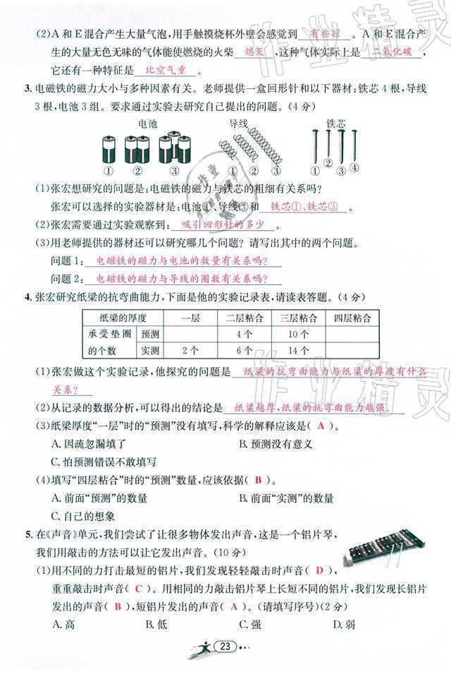 2021年小學畢業(yè)特訓卷級科學溫州專版 參考答案第23頁