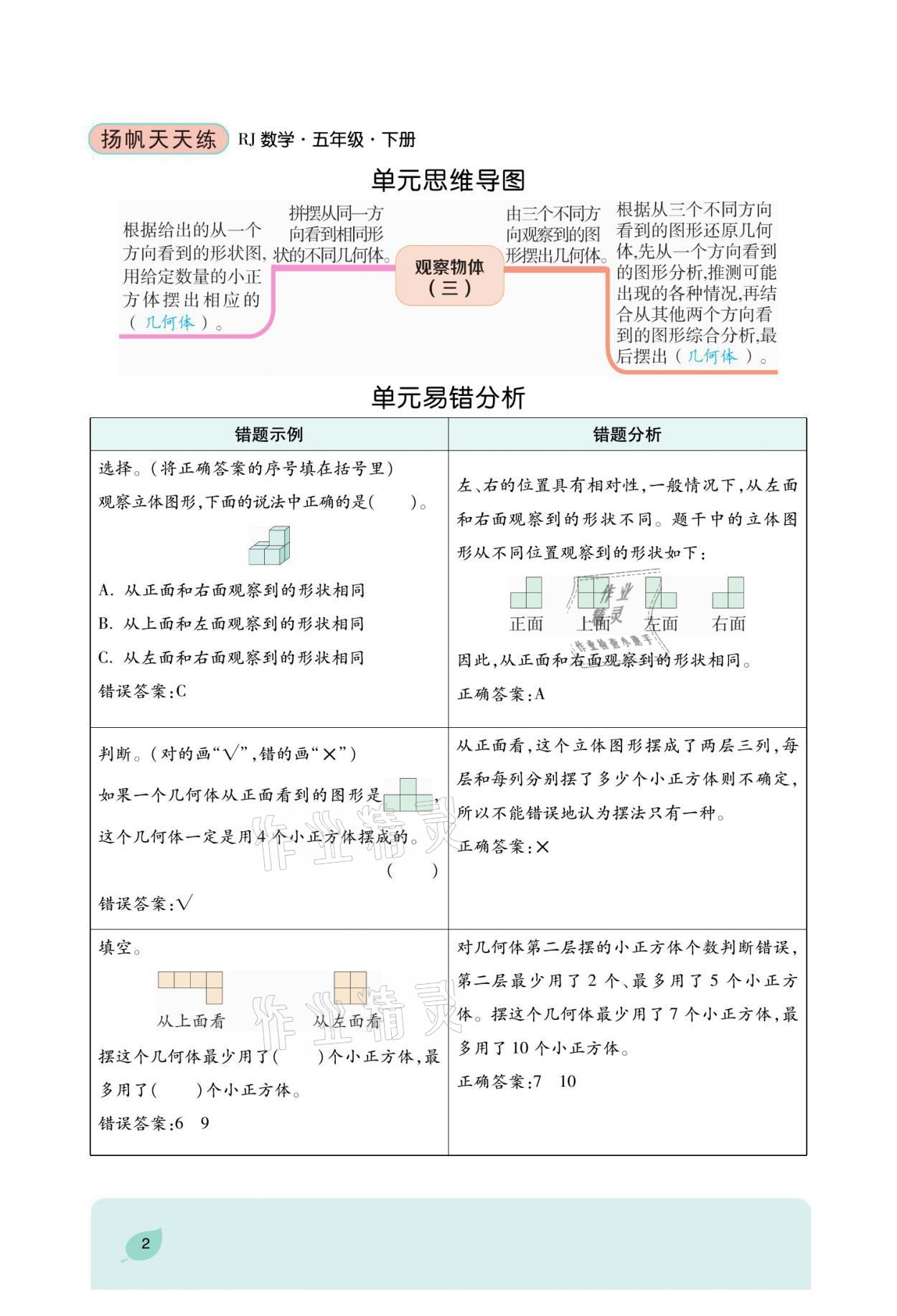 2021年揚(yáng)帆天天練五年級(jí)數(shù)學(xué)下冊(cè)人教版 參考答案第2頁(yè)