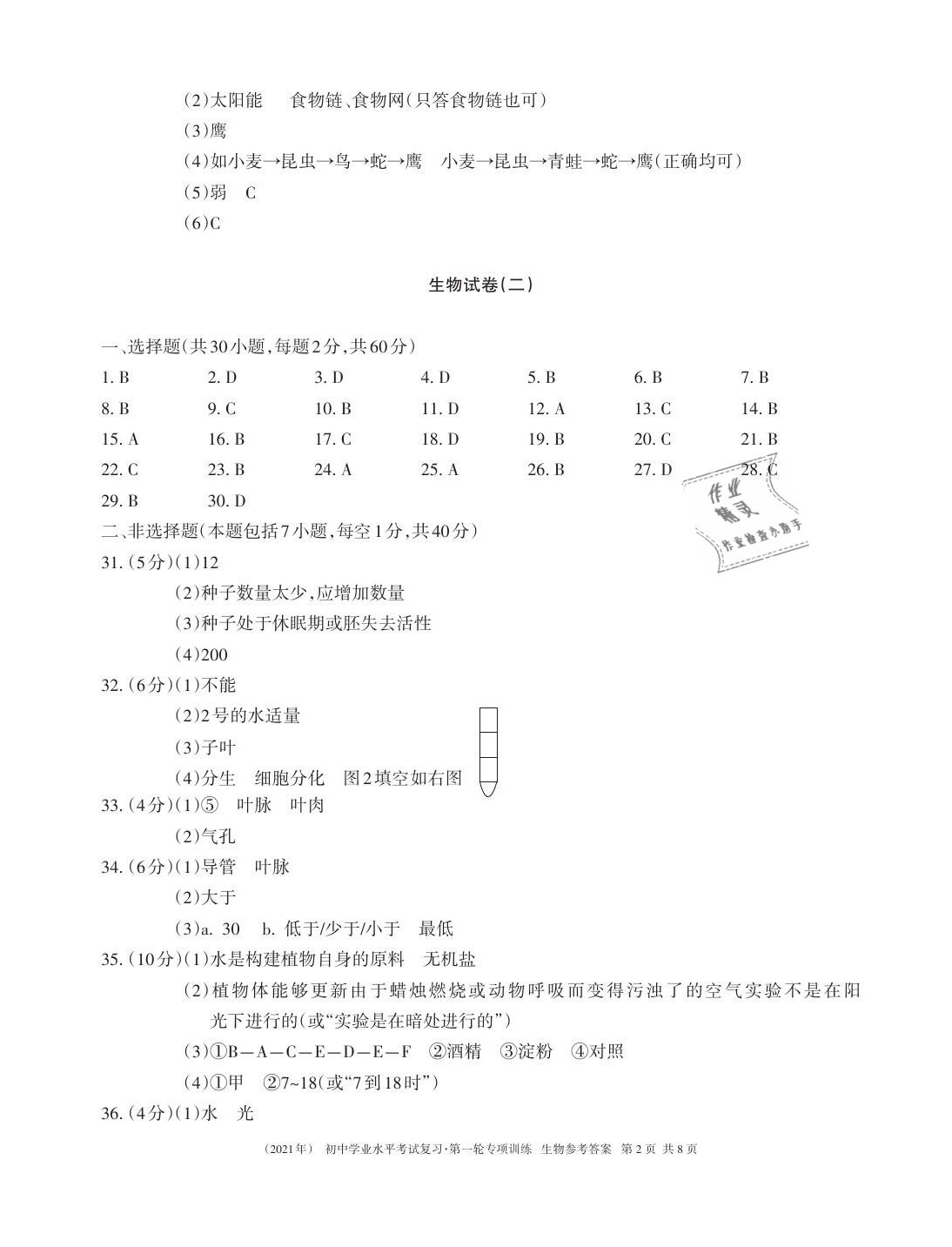 2021年初中學(xué)業(yè)水平考試復(fù)習(xí)生物地理第一輪專項訓(xùn)練 第2頁