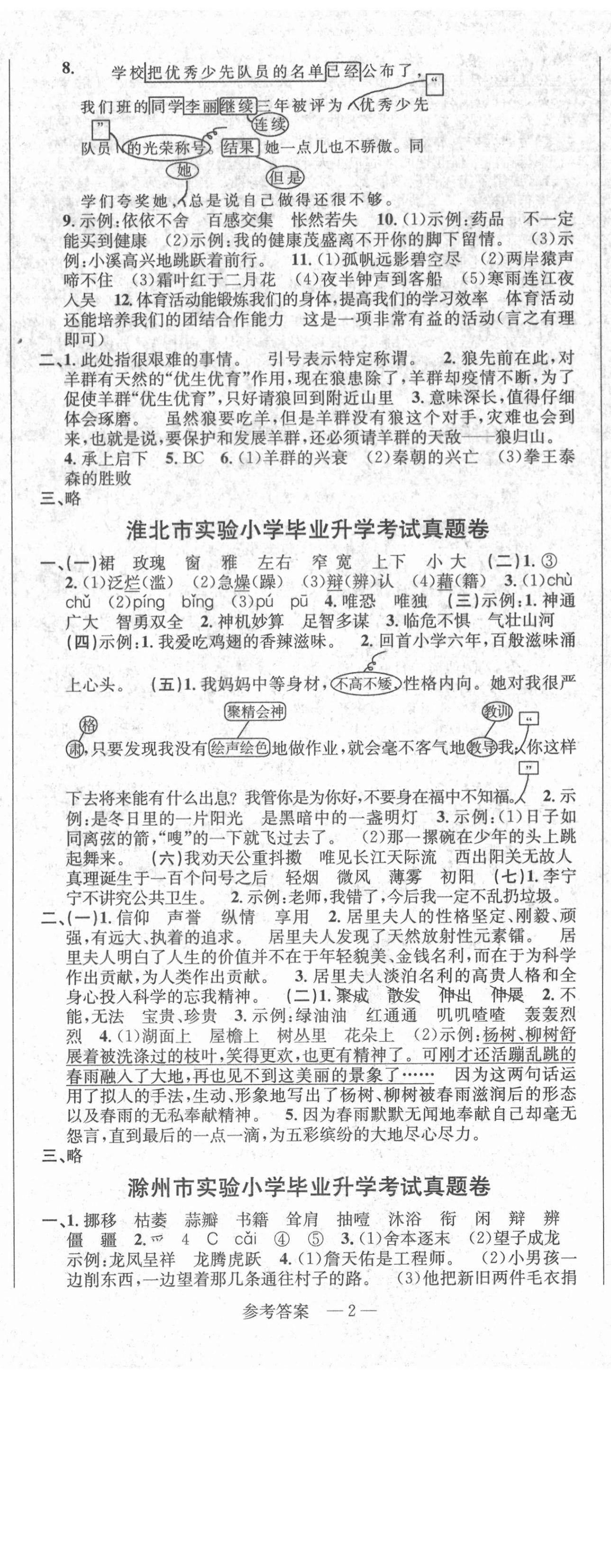 2021年安徽省小學(xué)畢業(yè)升學(xué)考試名校真題精選匯編與詳解語文 第5頁