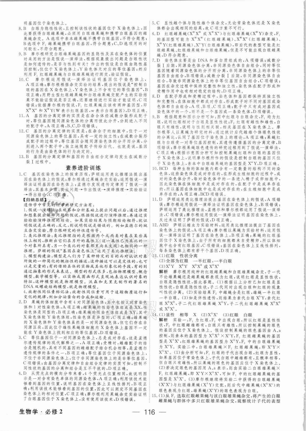 2021年绿色通道45分钟课时作业与单元测评生物必修2人教版 参考答案第7页