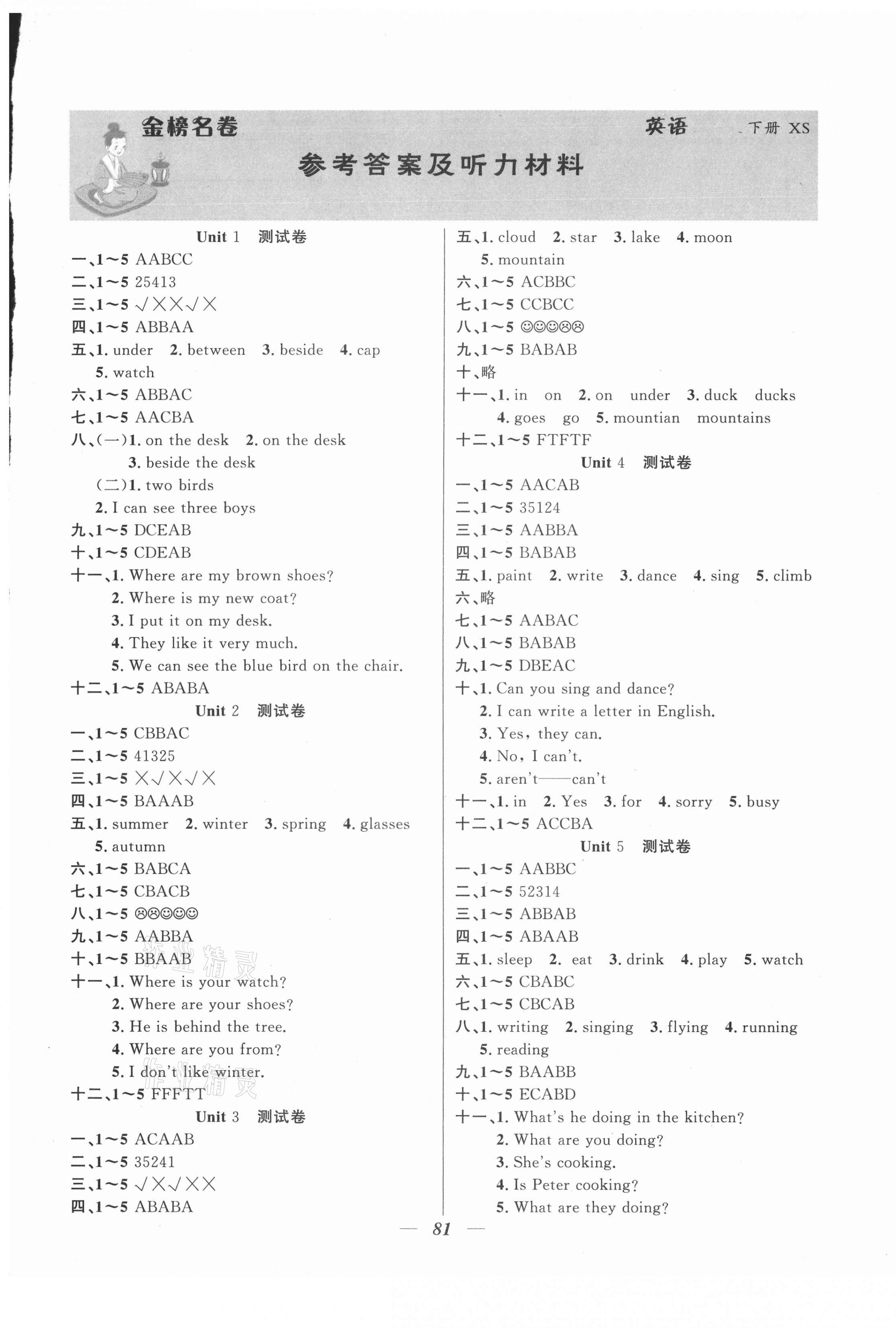 2021年金榜名卷測(cè)評(píng)卷四年級(jí)英語(yǔ)下冊(cè)湘少版 第1頁(yè)