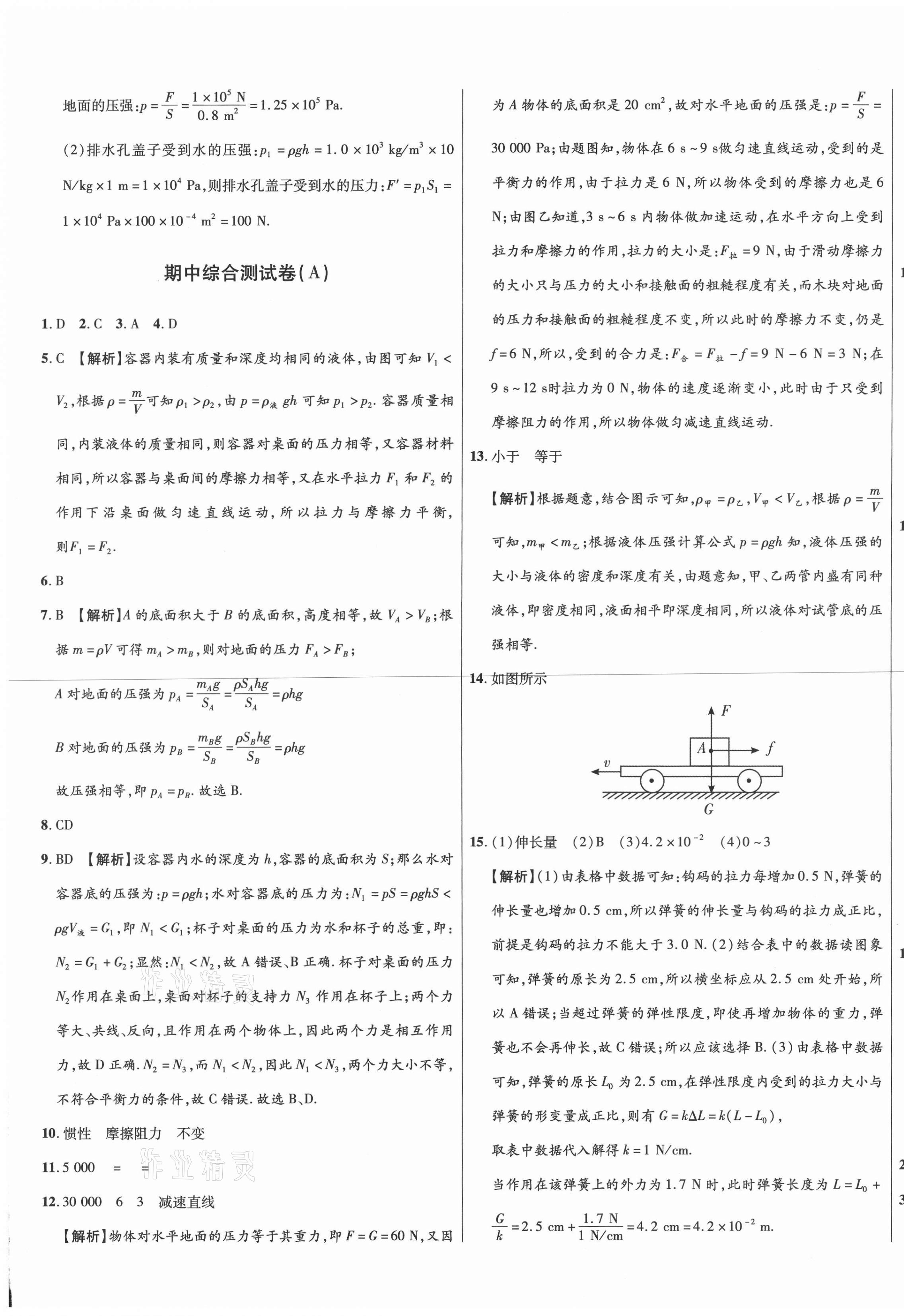 2021年高效提分單元測(cè)試卷八年級(jí)物理下冊(cè)人教版河北科學(xué)技術(shù)出版社 第5頁(yè)