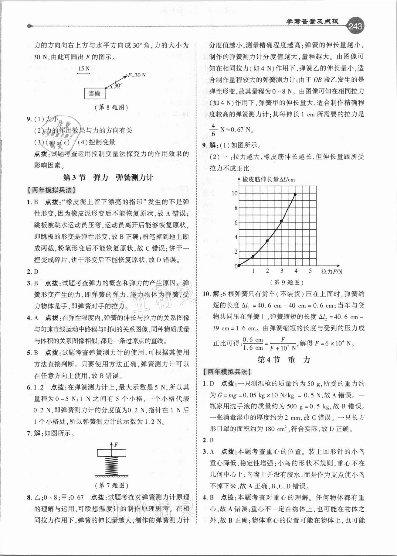 2021年特高級(jí)教師點(diǎn)撥八年級(jí)物理下冊(cè)教科版 參考答案第2頁(yè)