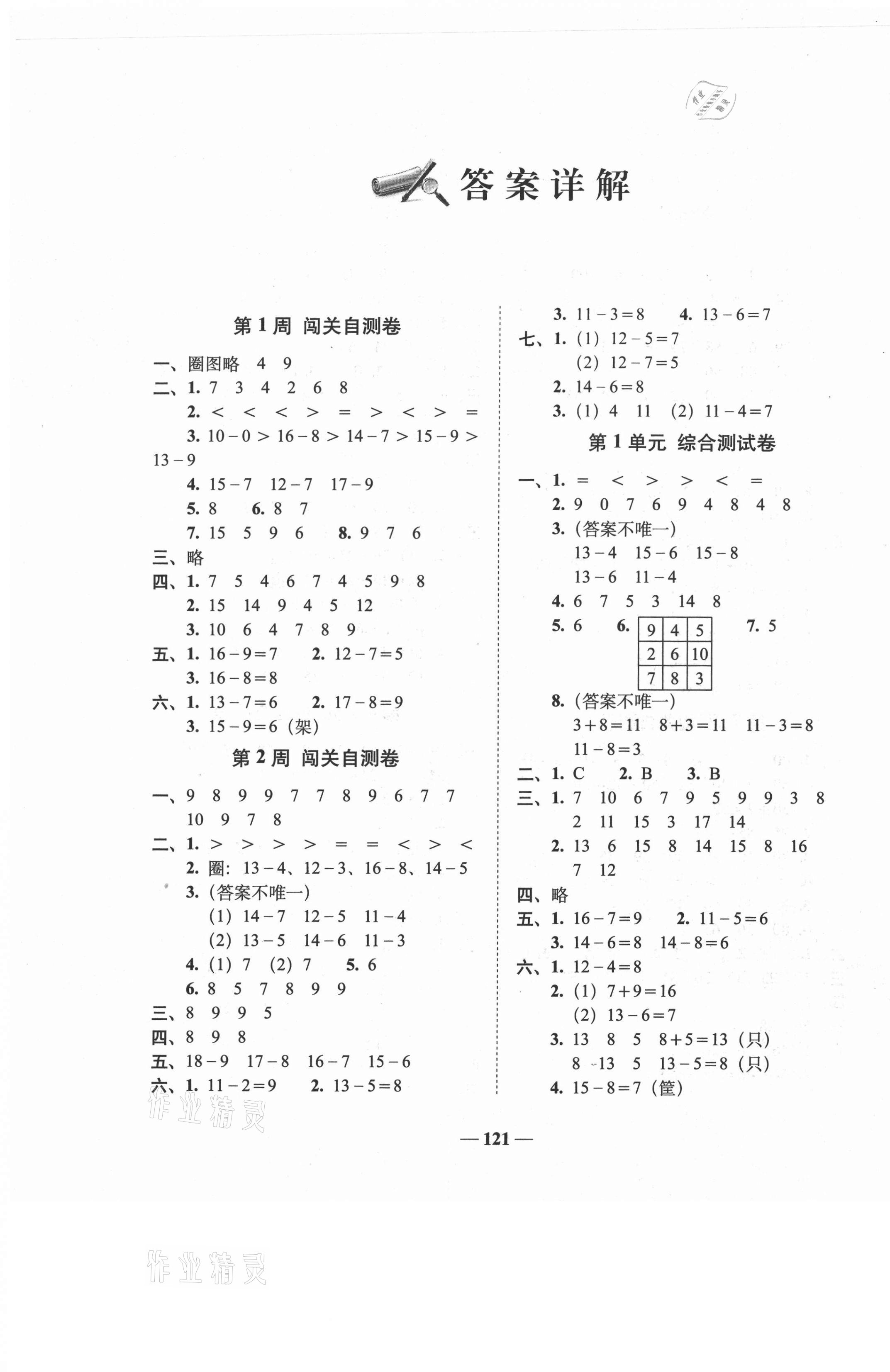 2021年A加全程練考卷一年級數學下冊蘇教版 第1頁