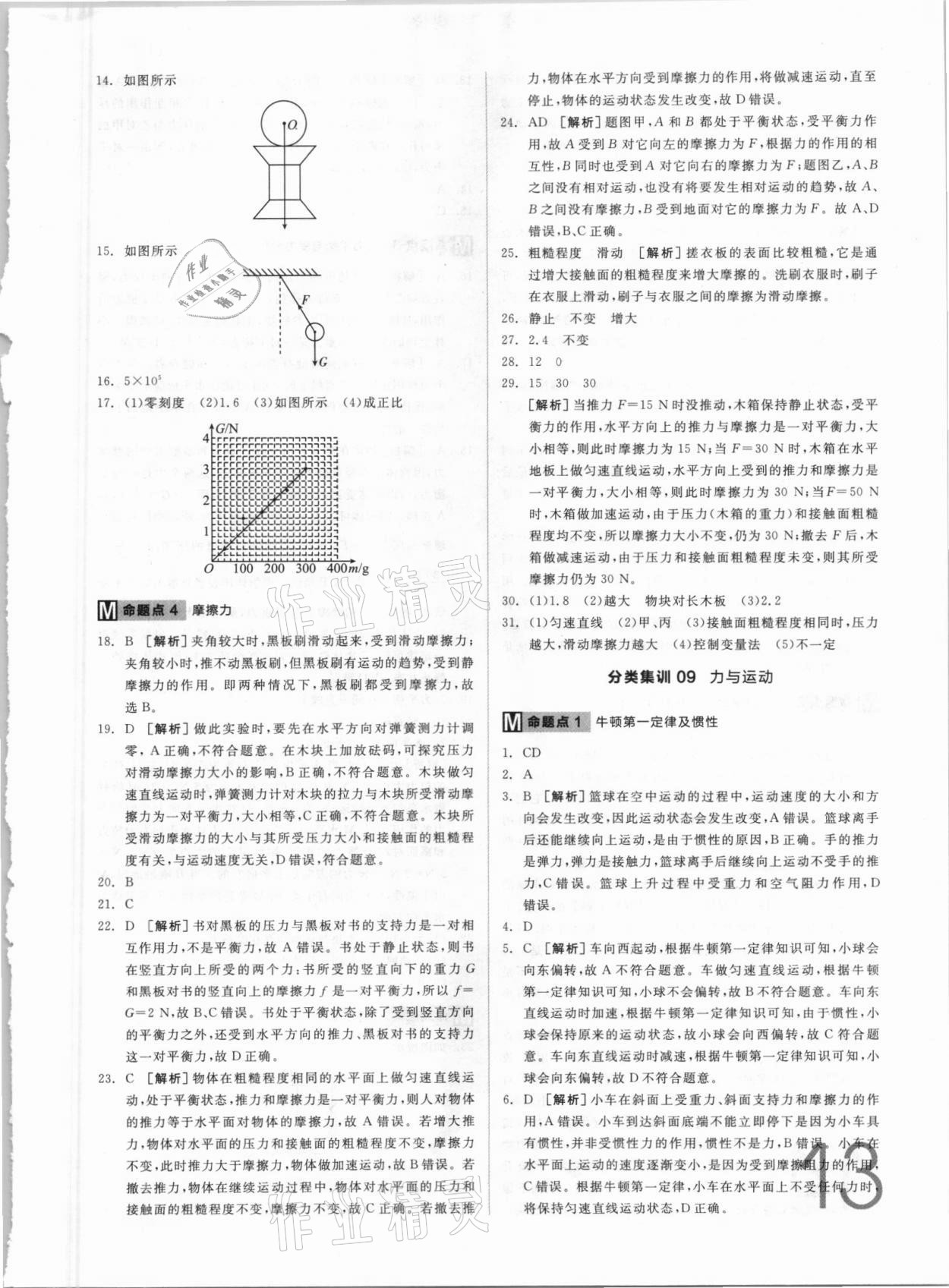 2021年全品中考真題分類集訓(xùn)物理 參考答案第13頁(yè)