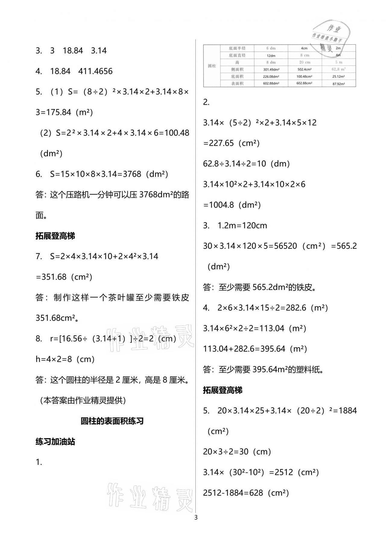 2021年阳光互动绿色成长空间六年级数学下册苏教版 参考答案第3页