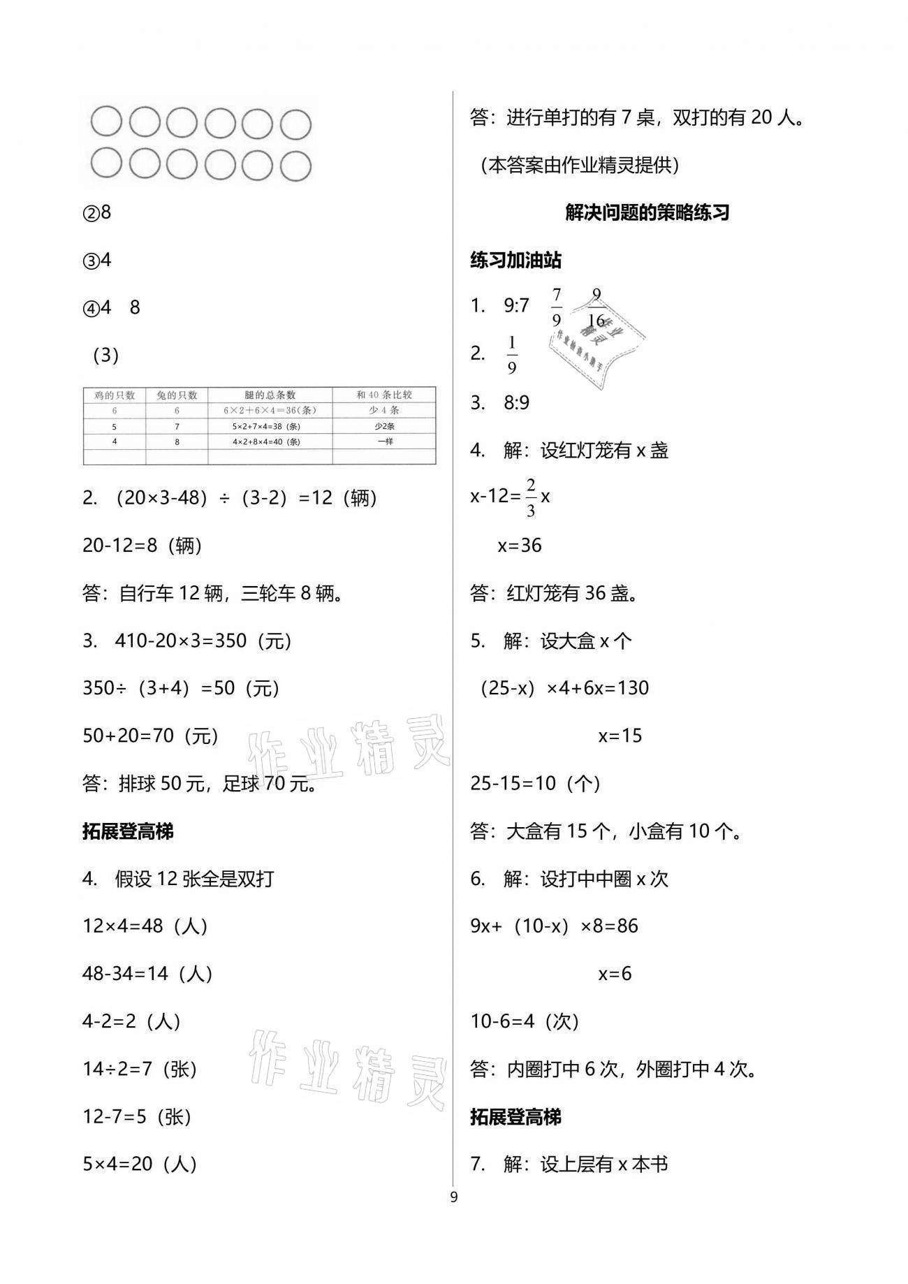 2021年阳光互动绿色成长空间六年级数学下册苏教版 参考答案第9页