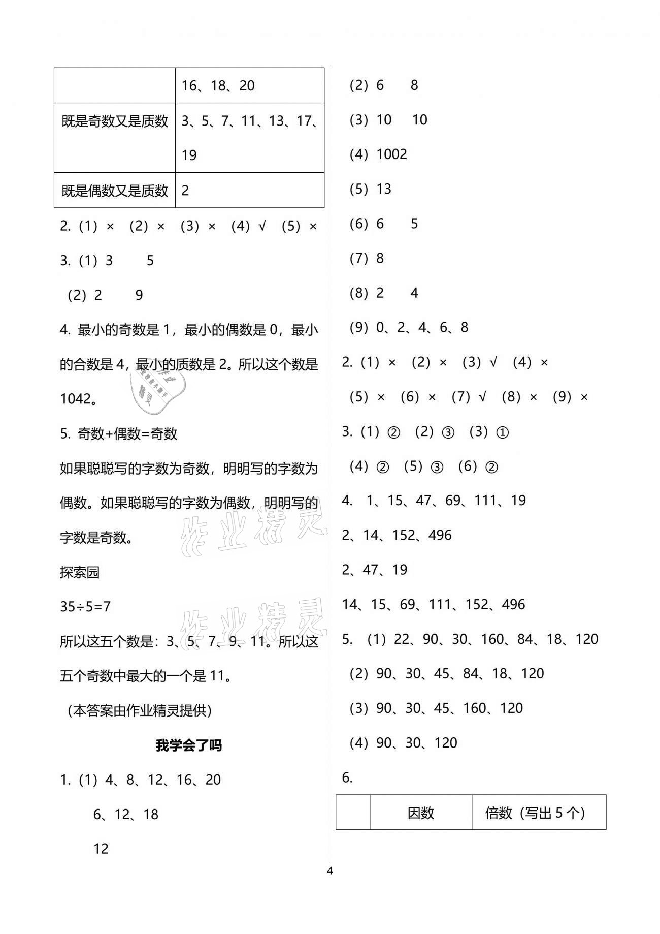 2021年自主学习指导课程五年级数学下册人教版 参考答案第4页