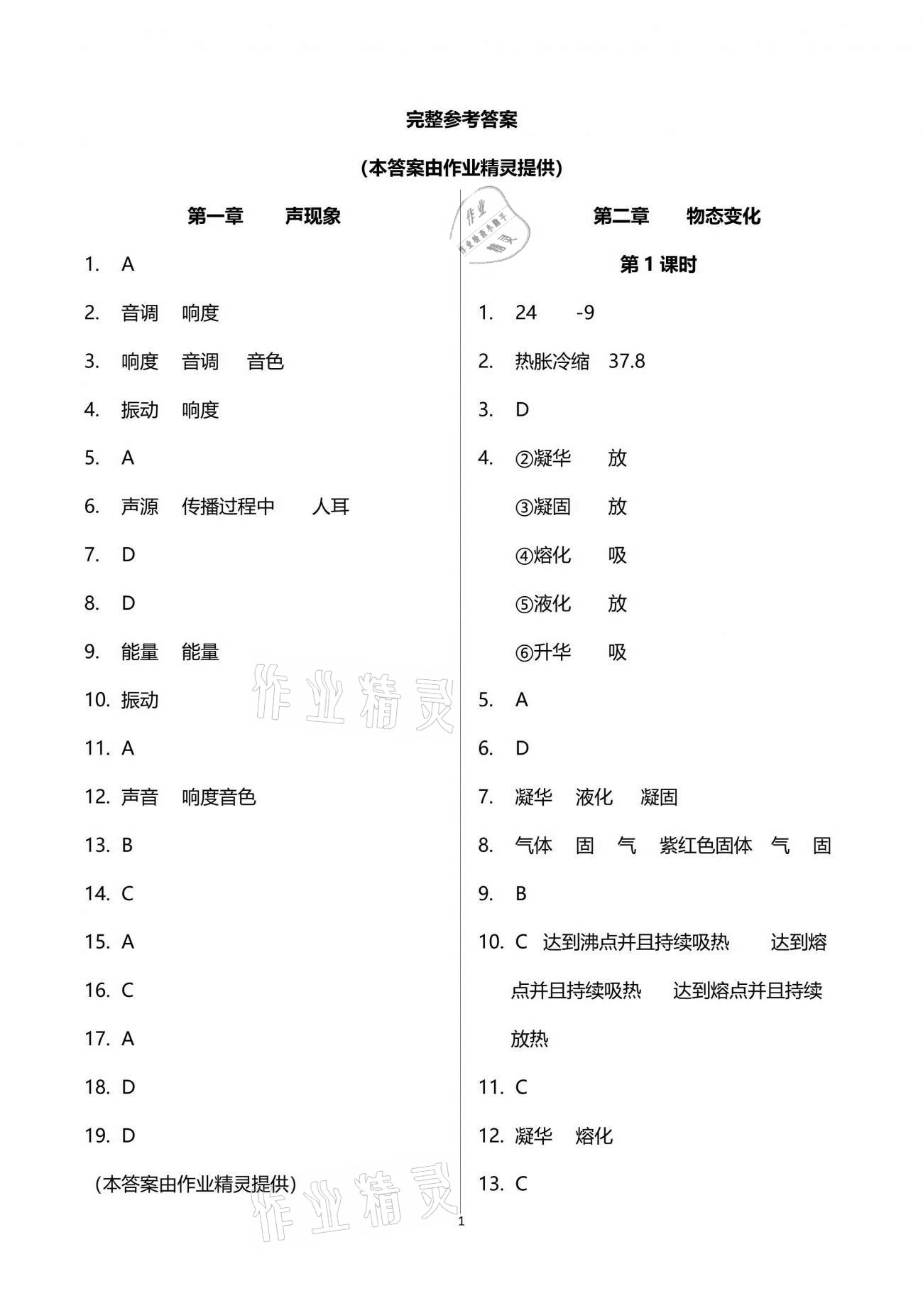 2021年物理之友九年级下册苏科版 参考答案第1页