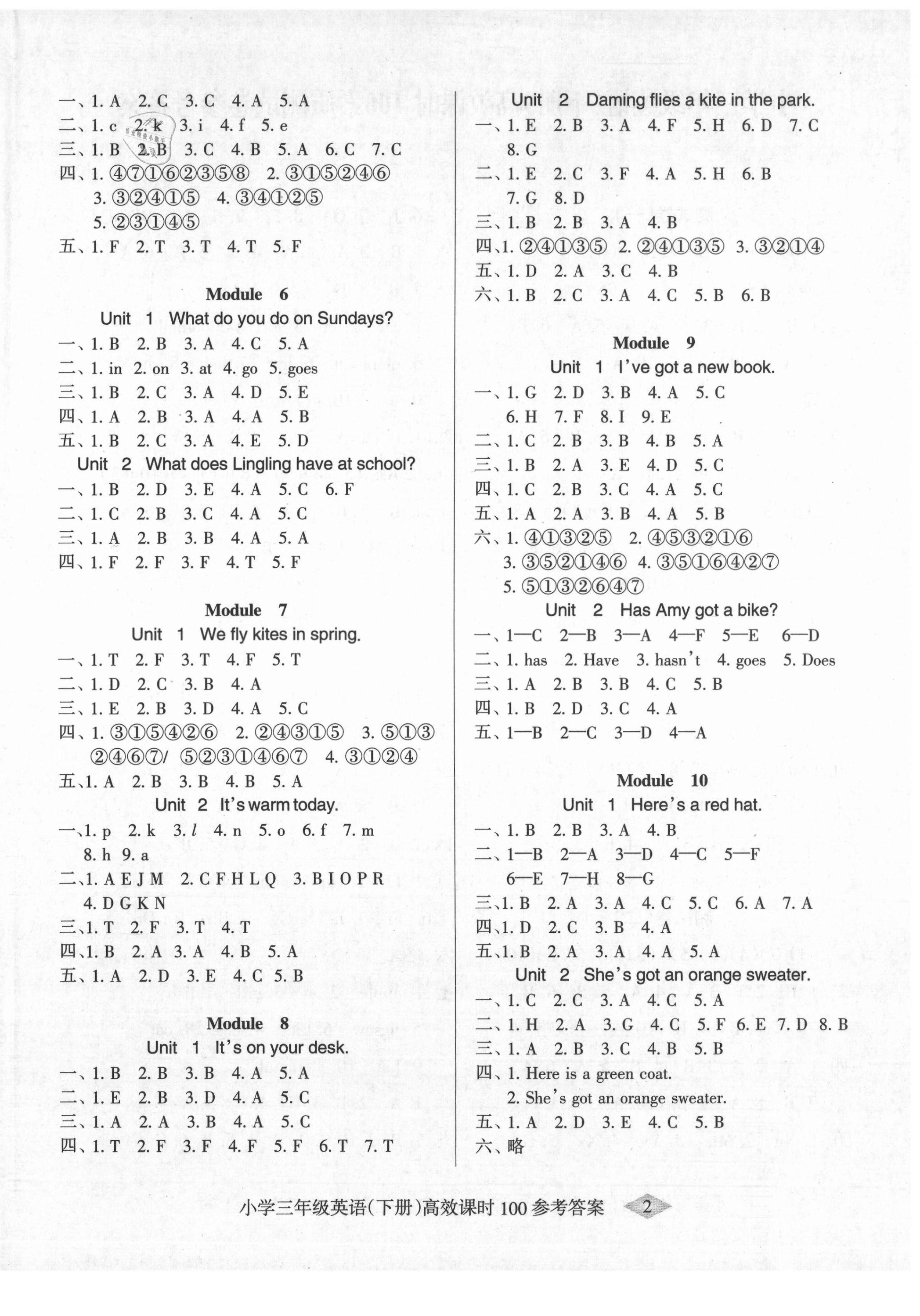 2021年高效課時(shí)100三年級(jí)英語(yǔ)下冊(cè)外研版 第2頁(yè)