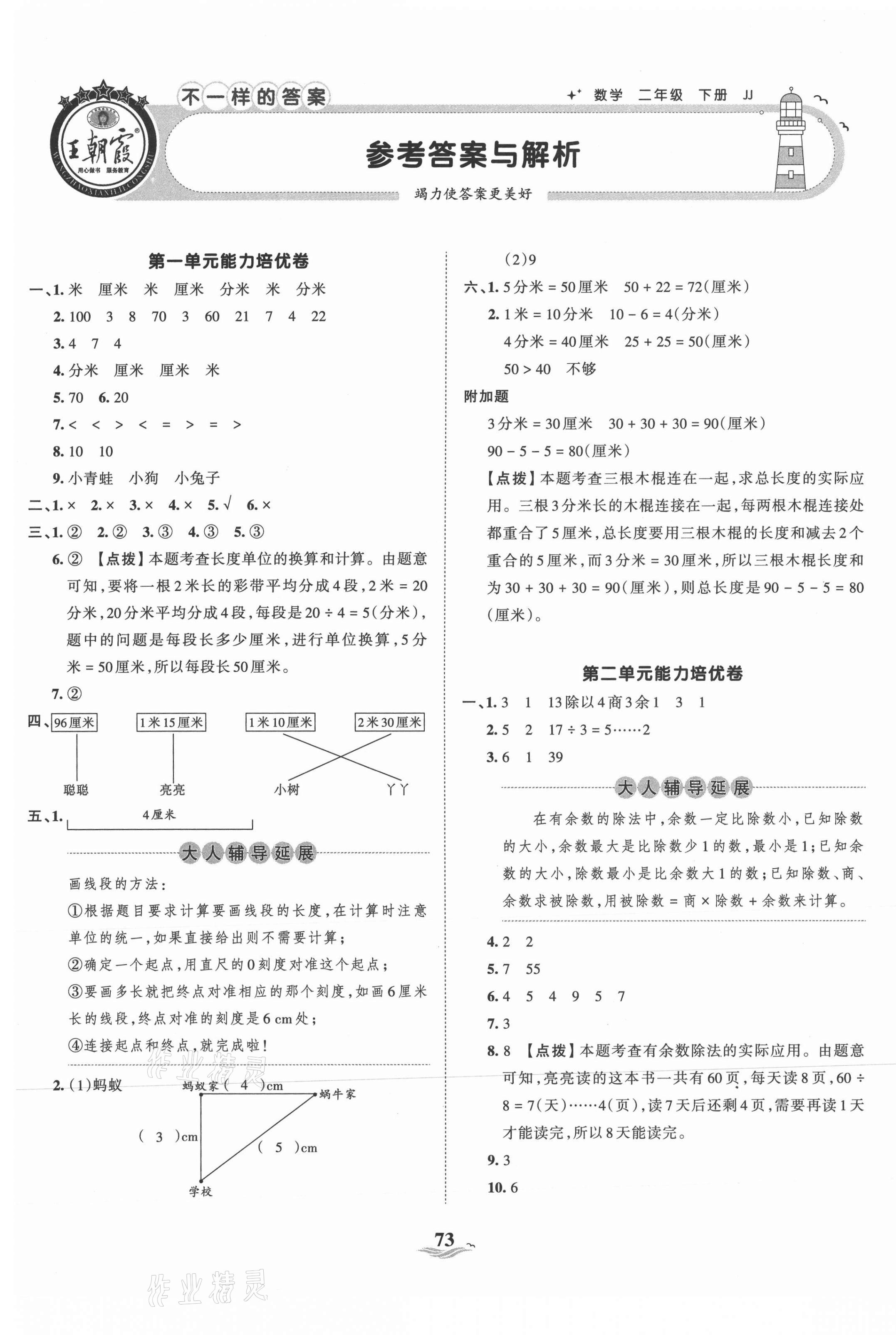 2021年王朝霞培優(yōu)100分二年級數(shù)學(xué)下冊冀教版 第1頁