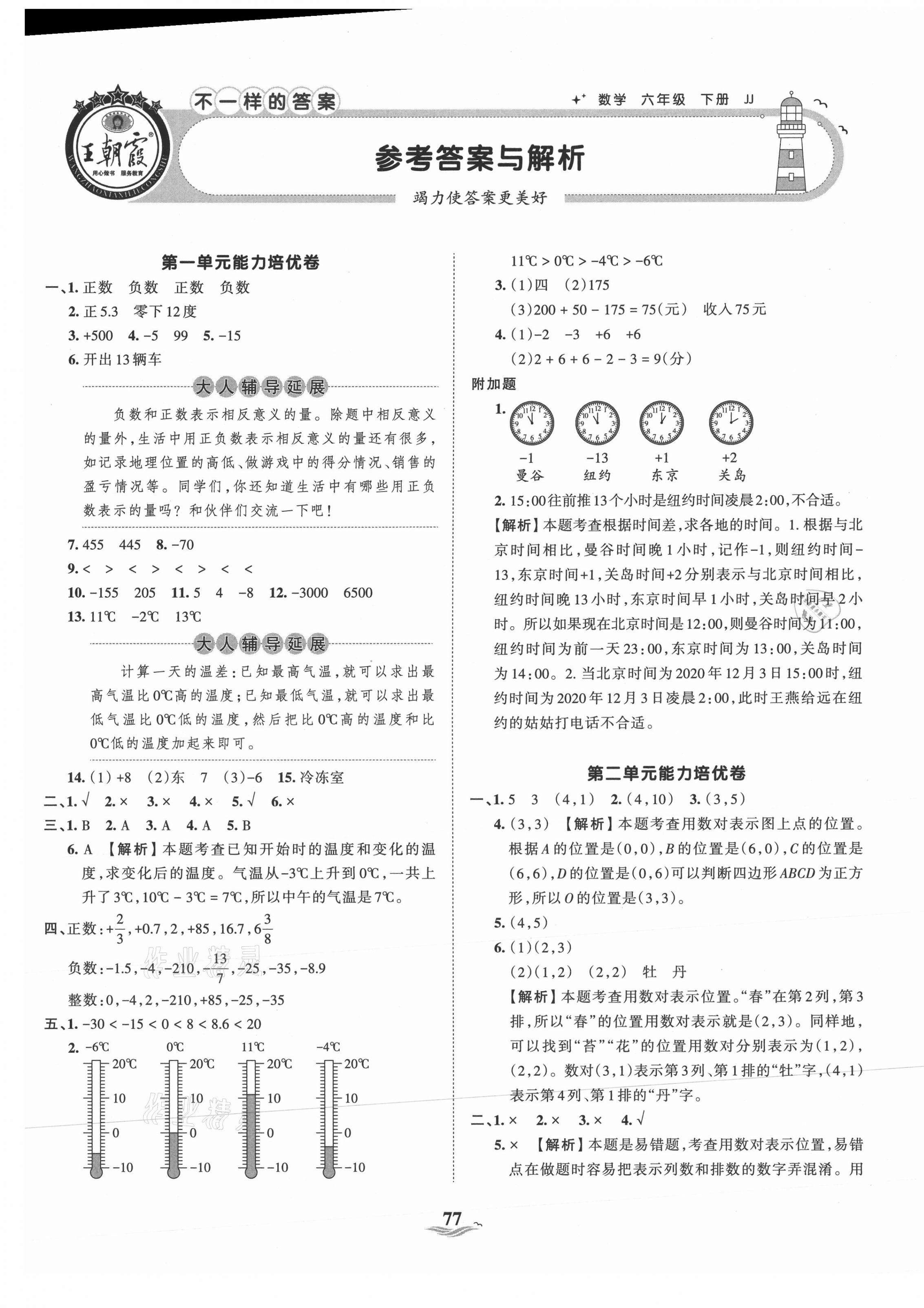 2021年王朝霞培優(yōu)100分六年級數(shù)學(xué)下冊冀教版 第1頁