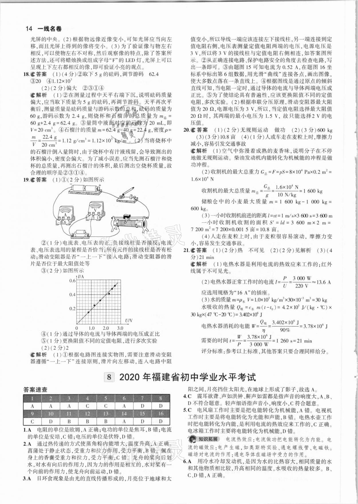 2021年53中考真題卷物理 參考答案第14頁