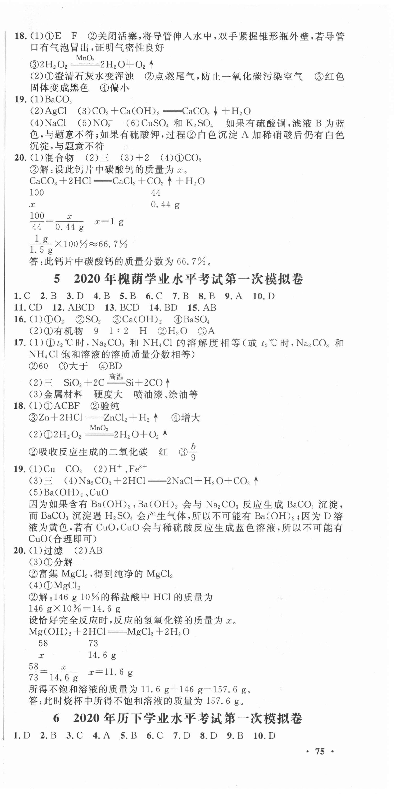 2021年中考321化學(xué)中考人教版濟(jì)南專版 參考答案第9頁(yè)