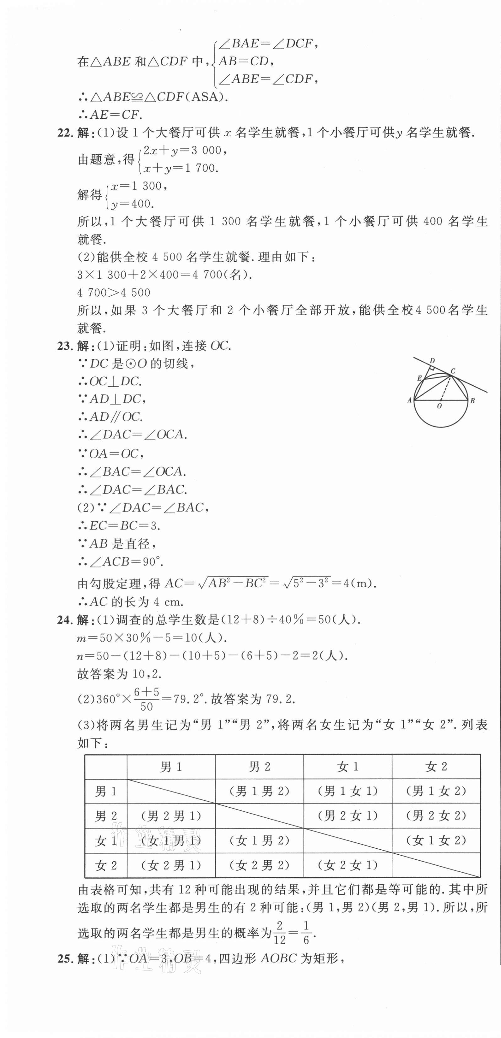2021年中考321數(shù)學(xué)中考人教版濟(jì)南專版 參考答案第19頁