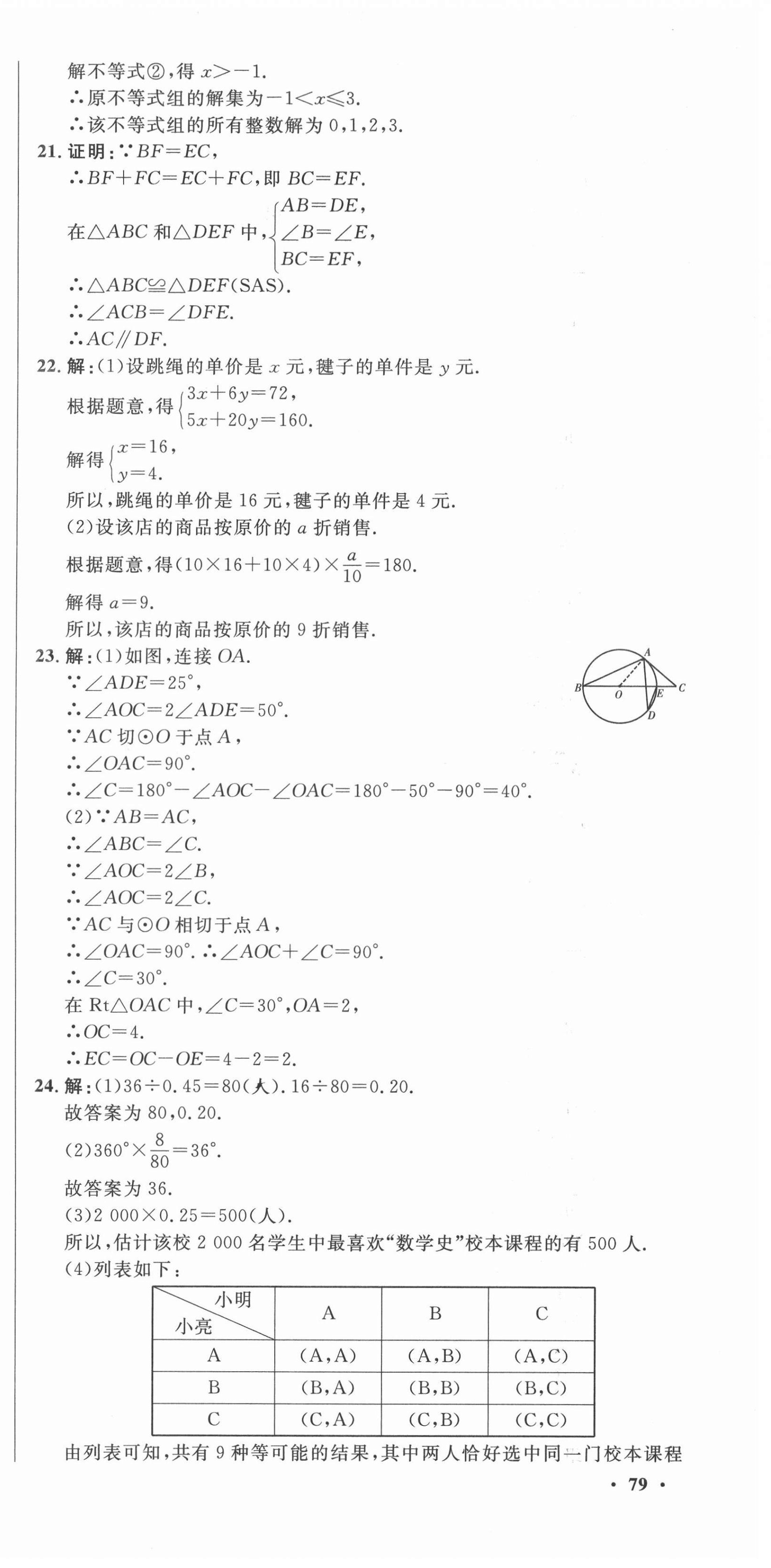 2021年中考321數(shù)學(xué)中考人教版濟(jì)南專版 參考答案第27頁(yè)