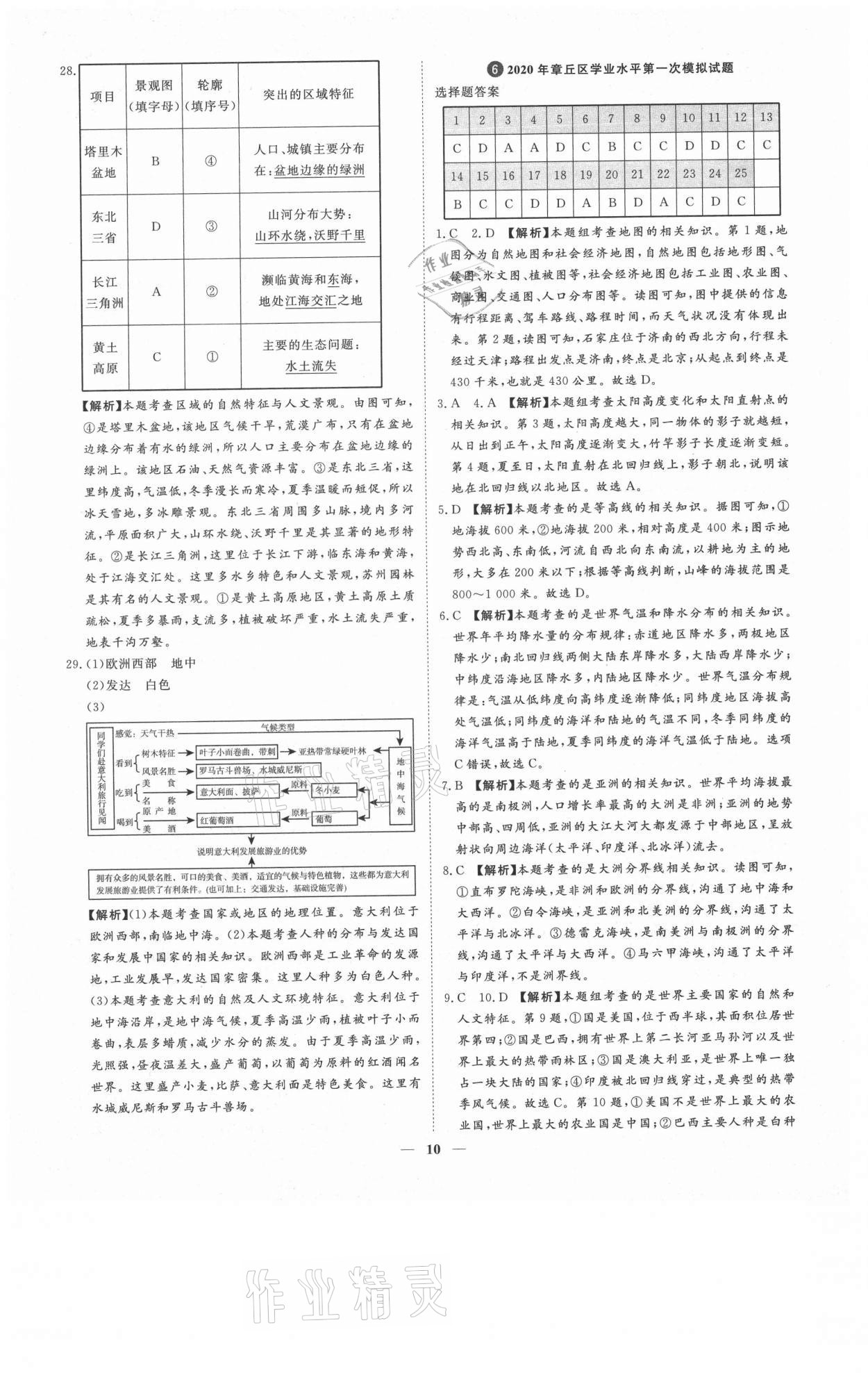 2021年3年真題2年模擬1年預(yù)測地理濟(jì)南專版 參考答案第10頁