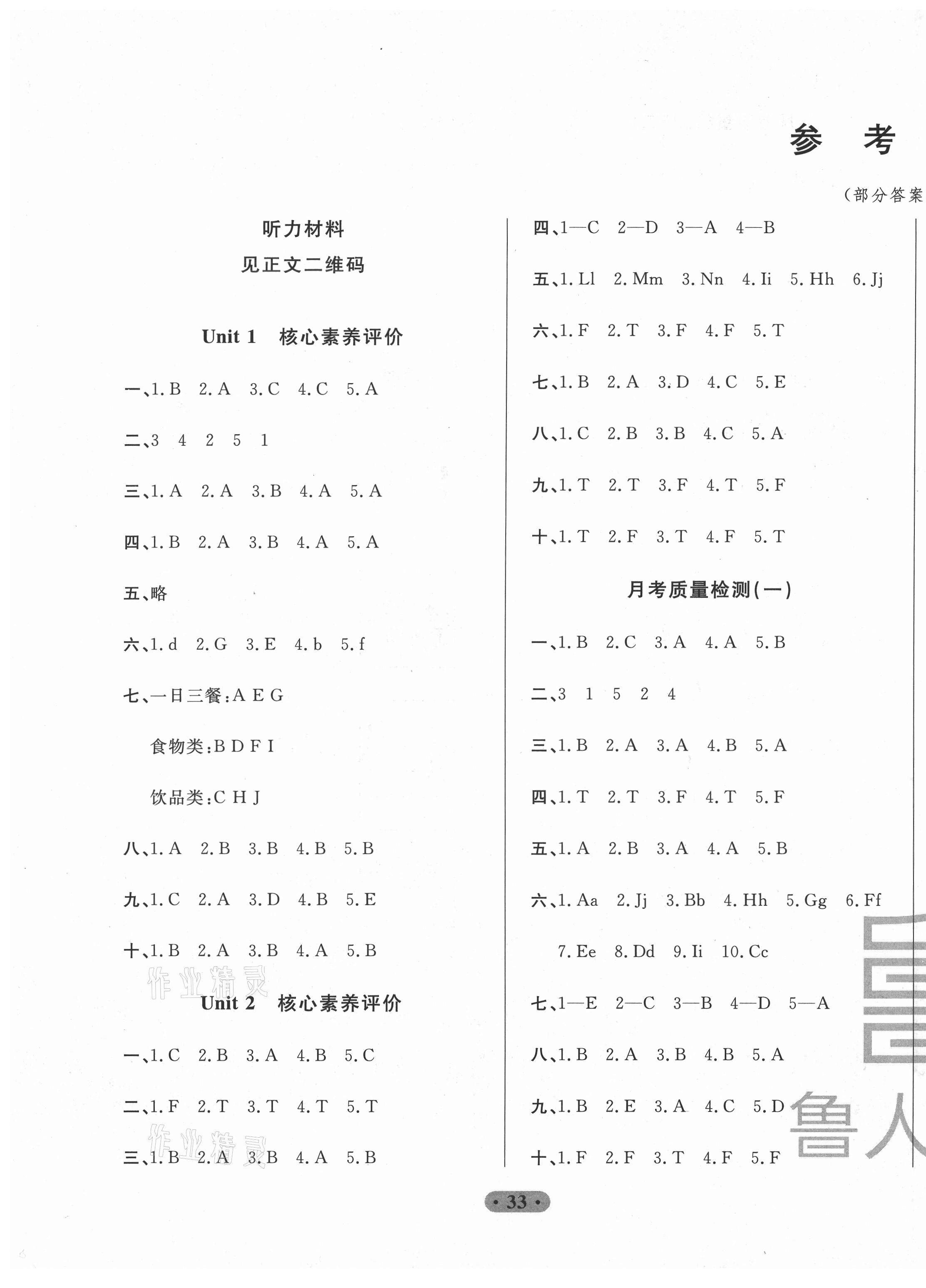 20210年一卷通小學核心素養(yǎng)評價三年級英語下冊魯科版54制 第1頁