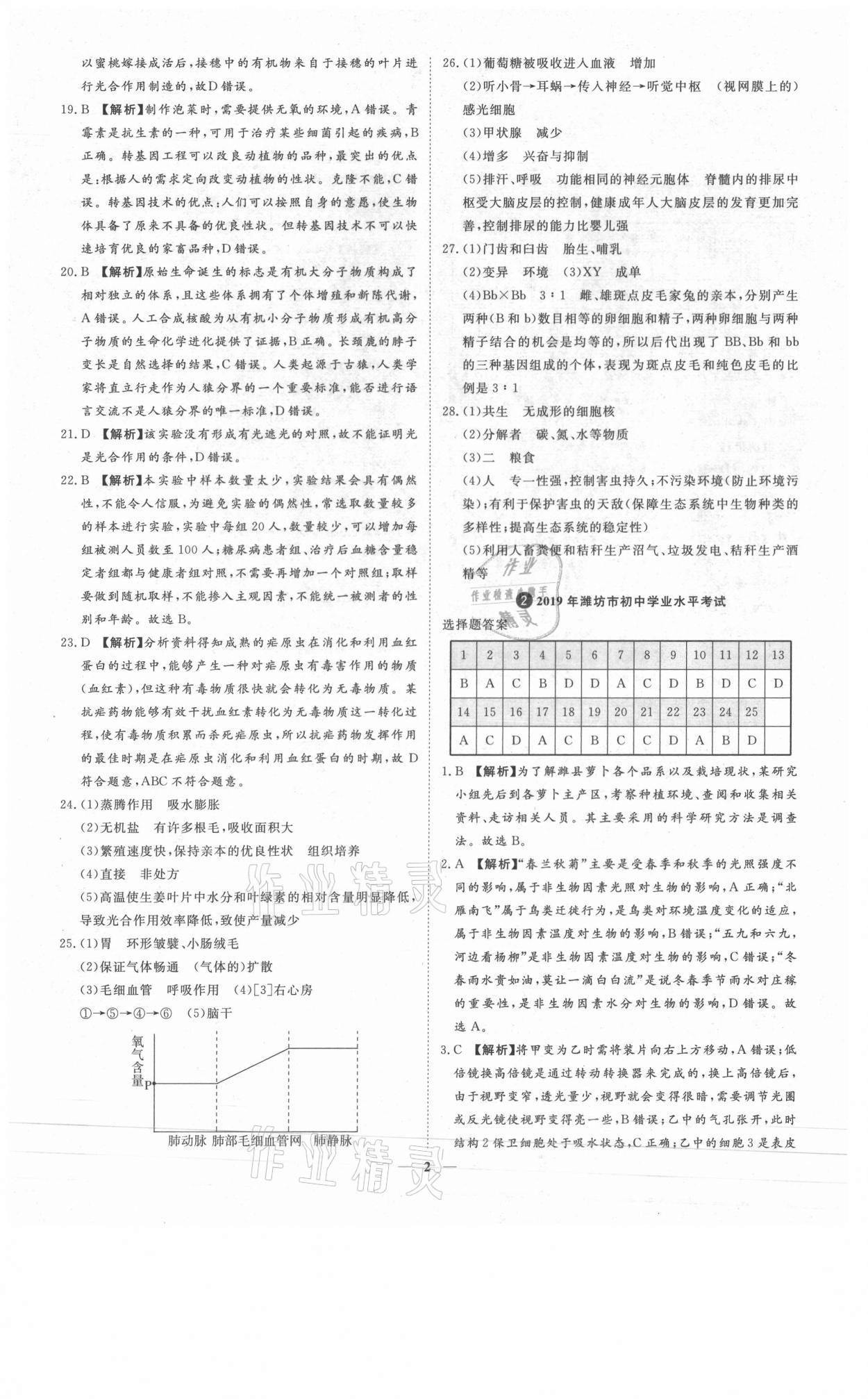 2021年3年真題2年模擬1年預測生物濰坊專版 參考答案第2頁