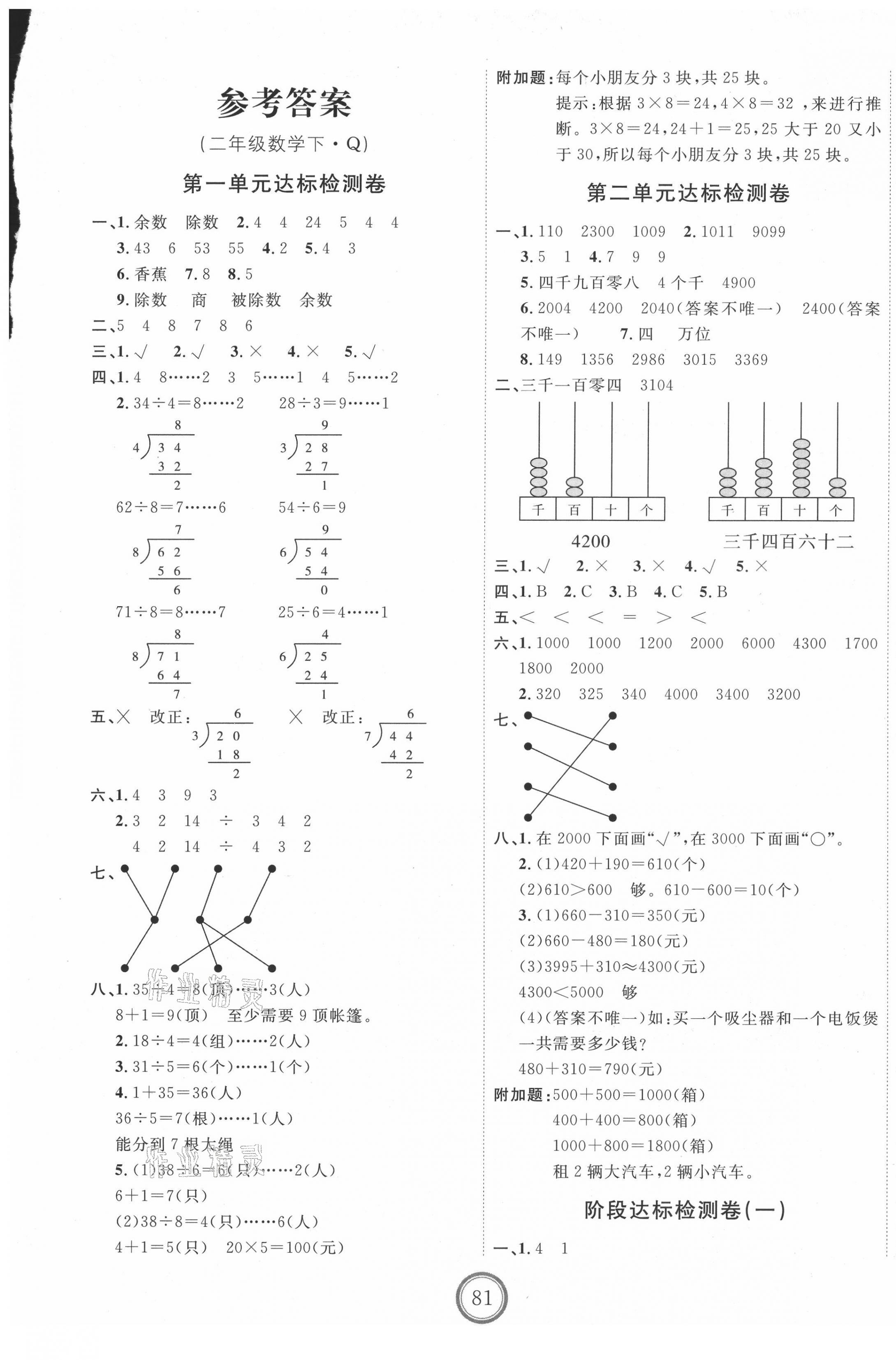 2021年優(yōu)加密卷二年級數(shù)學下冊青島版 第1頁