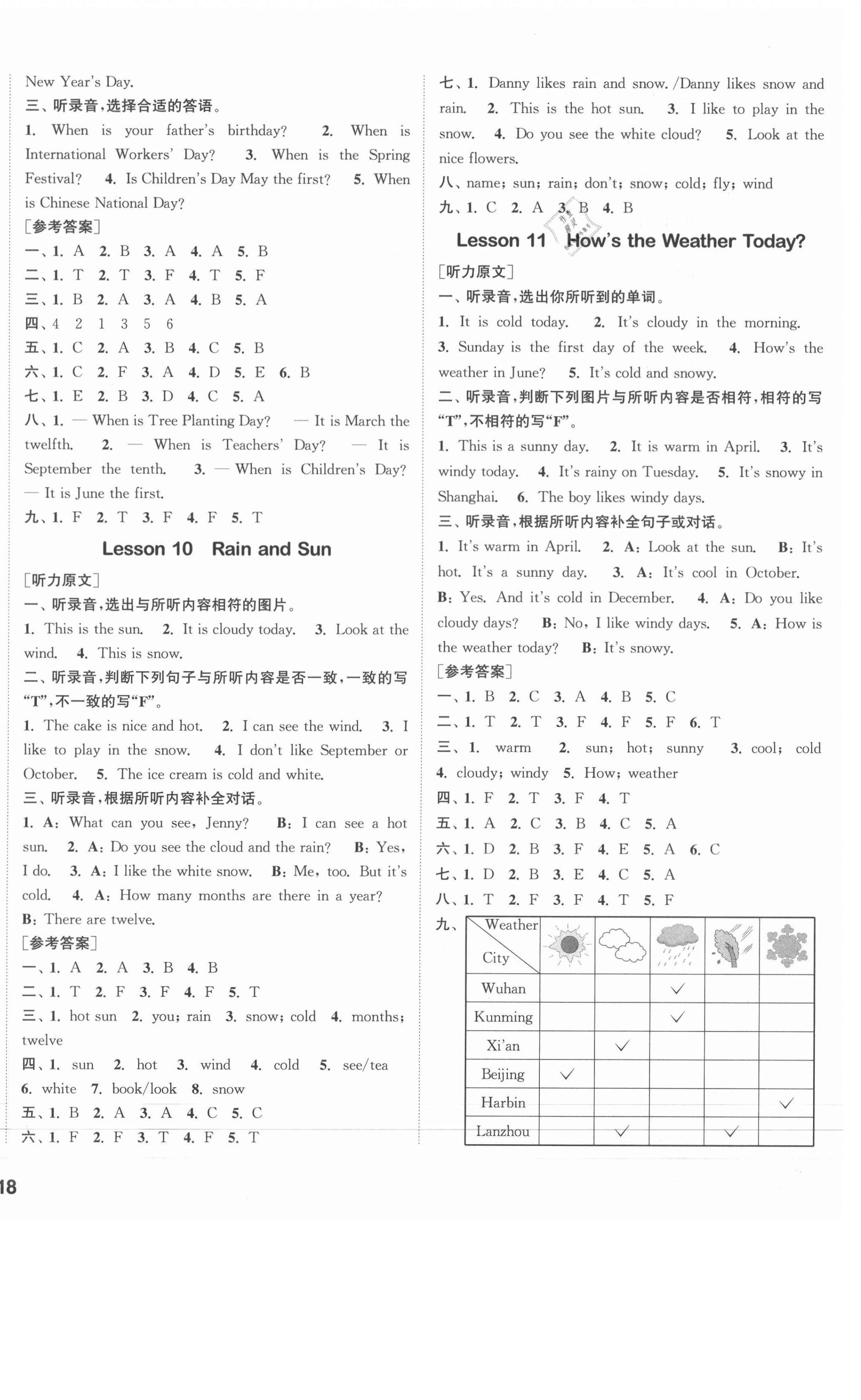 2021年通城學(xué)典課時(shí)作業(yè)本四年級(jí)英語(yǔ)下冊(cè)冀教版 參考答案第4頁(yè)