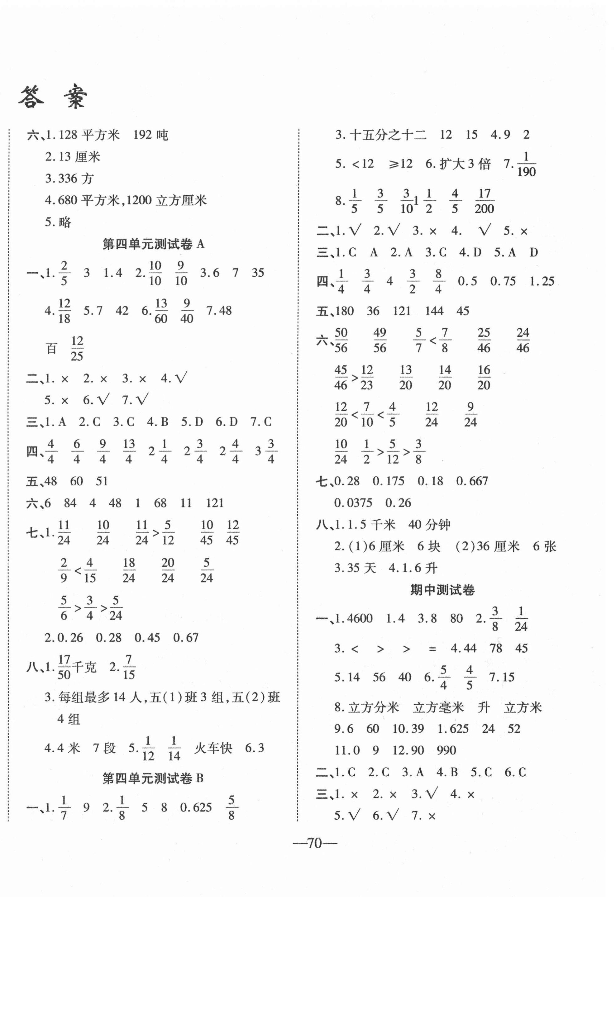 2021年名题金卷五年级数学下册人教版 第2页