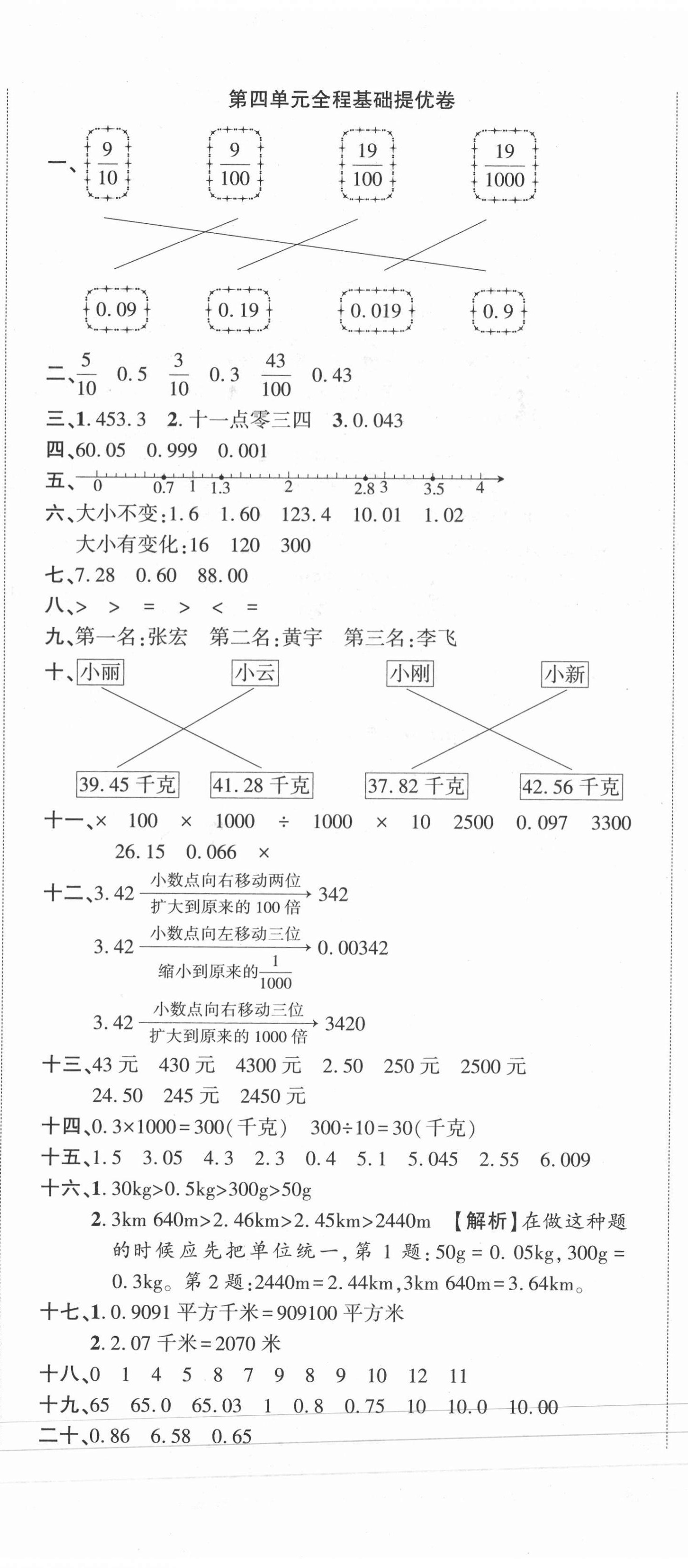 2021年全程無憂提優(yōu)卷四年級數(shù)學下冊人教版 第5頁