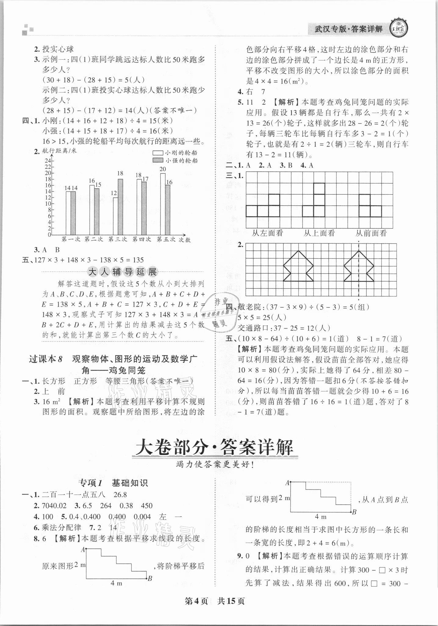 2021年王朝霞期末真題精編四年級(jí)數(shù)學(xué)下冊(cè)人教版武漢專(zhuān)版 參考答案第4頁(yè)