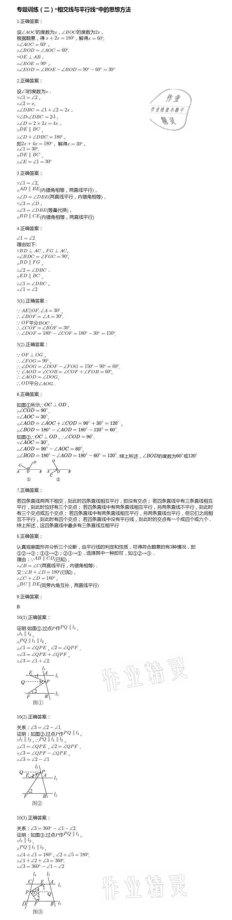 2021年智能診斷練測考七年級數學下冊人教版 參考答案第10頁
