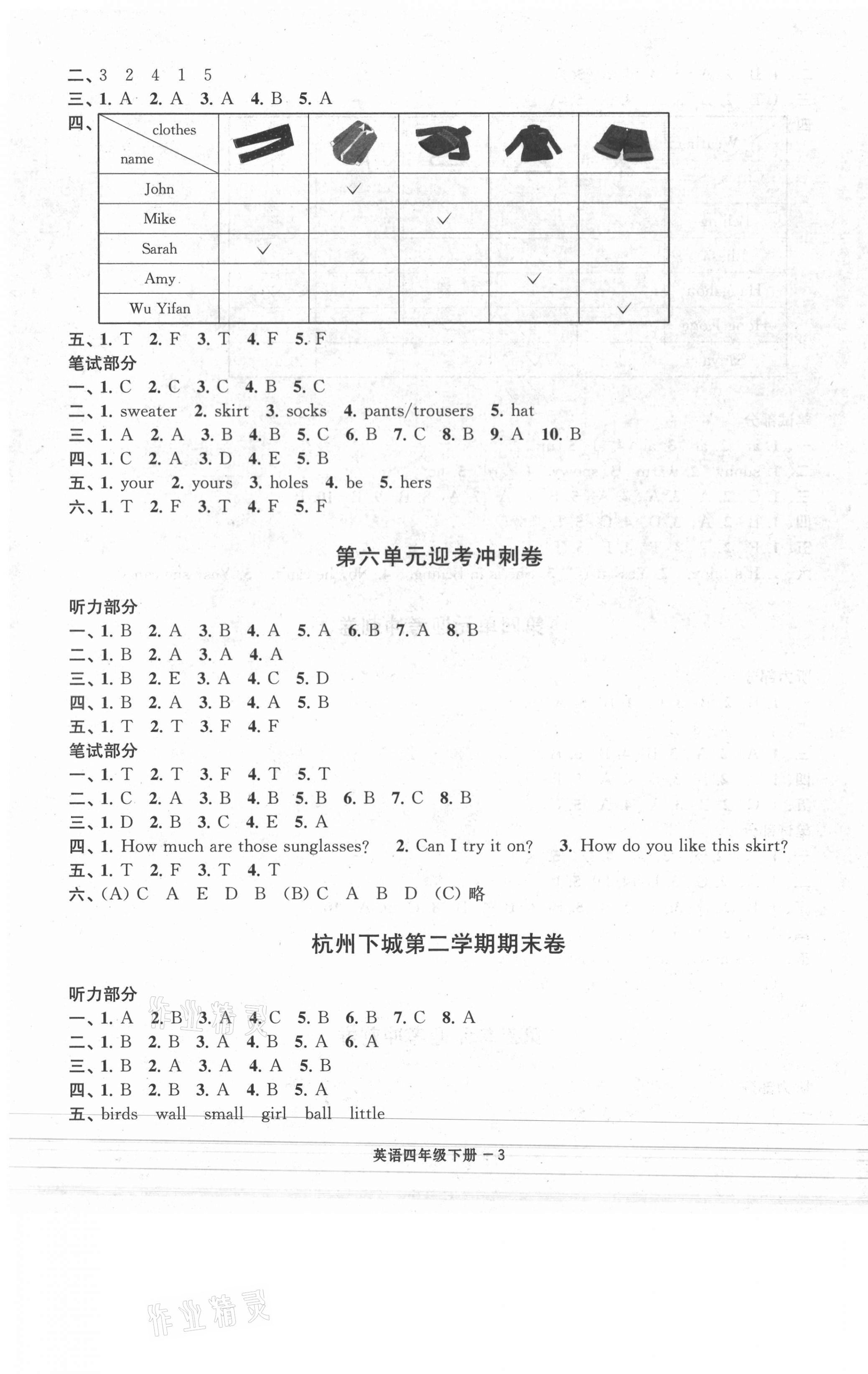 2021年浙江各地期末迎考卷四年級(jí)英語下冊(cè)人教版 第3頁