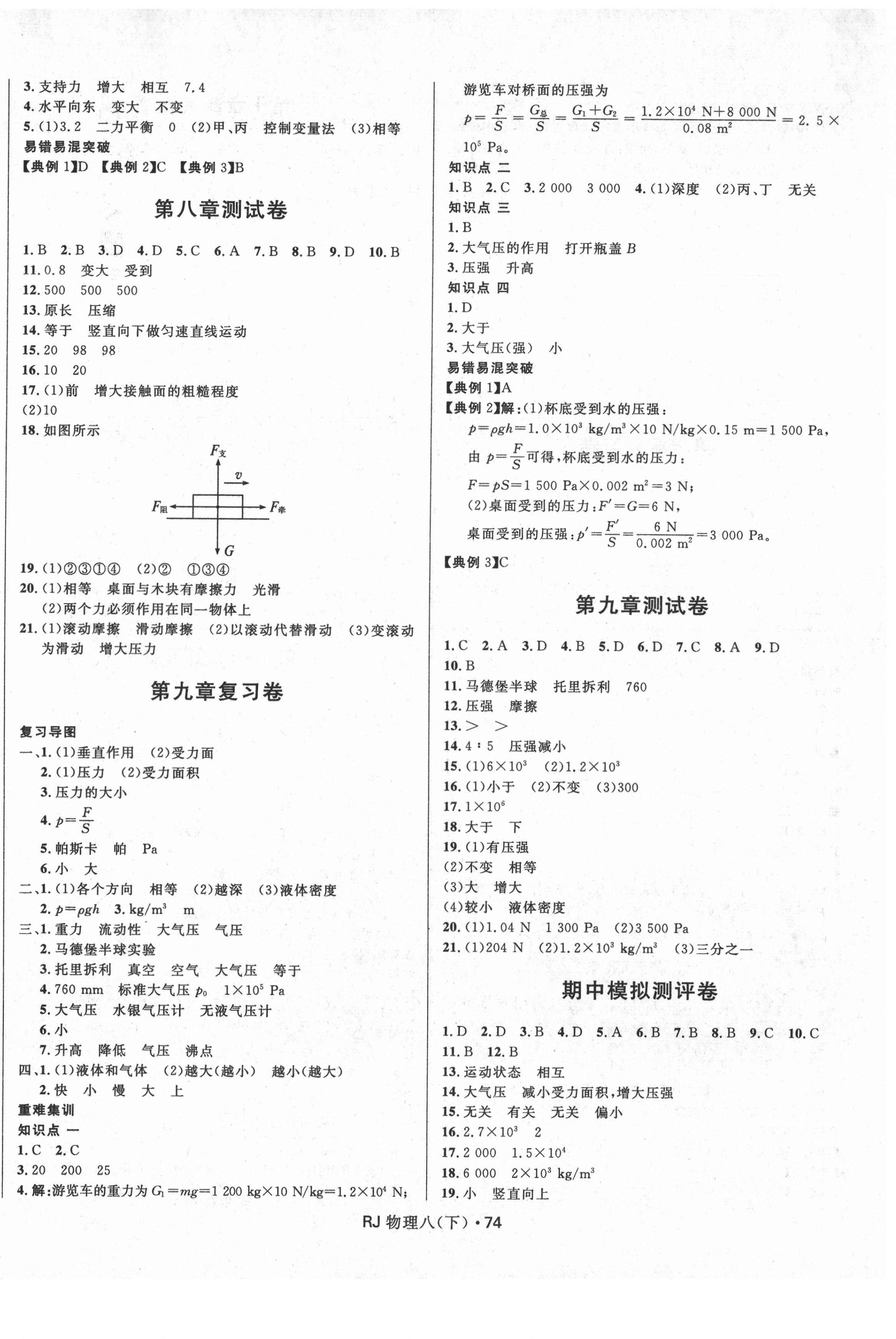 2021年創(chuàng)新與探究測(cè)試卷八年級(jí)物理下冊(cè)人教版 參考答案第2頁(yè)