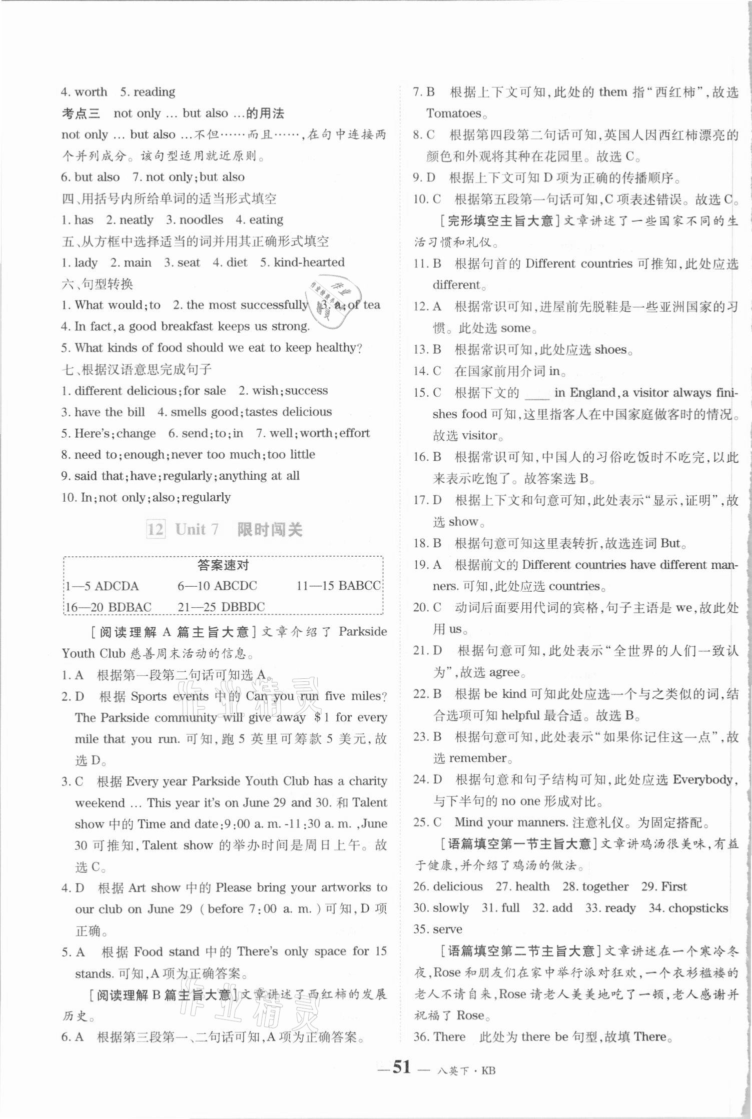 2021年優(yōu)品提優(yōu)歸納卷八年級(jí)英語(yǔ)下冊(cè)牛津版 參考答案第7頁(yè)