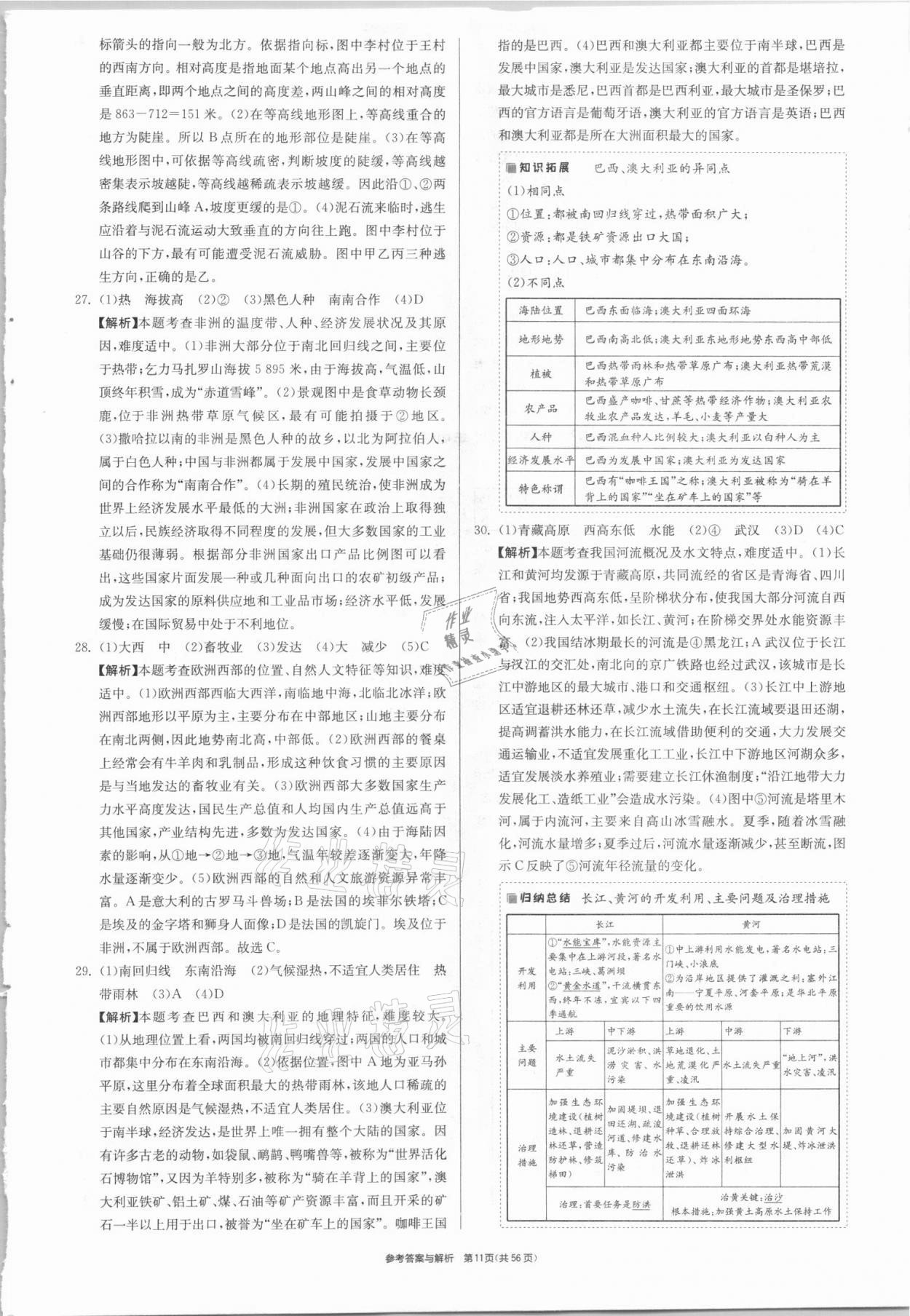 2021年春雨教育考必勝全國(guó)中考試卷精選地理 參考答案第11頁(yè)