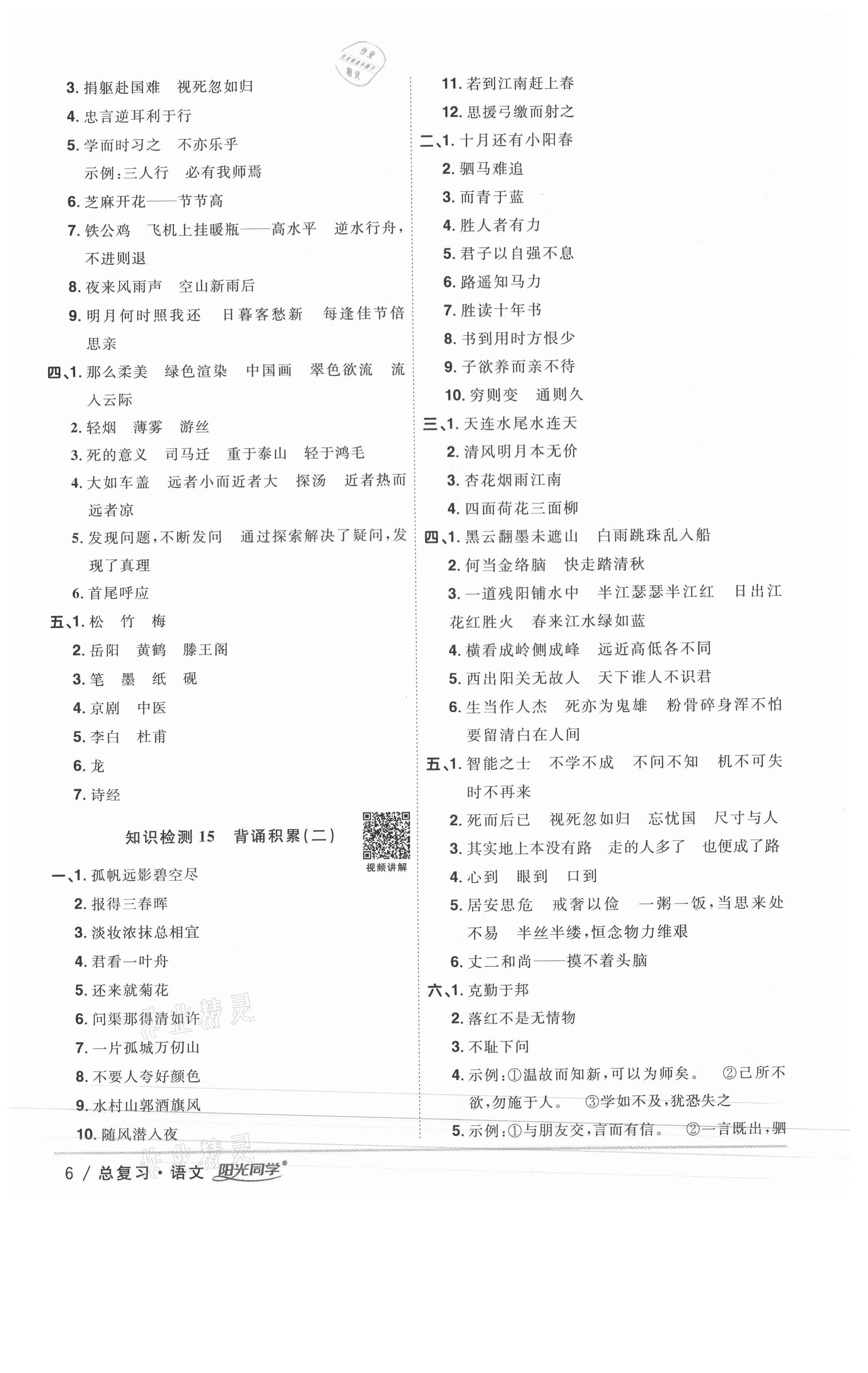 2021年阳光同学浙江省小学毕业升学系统总复习语文 第6页