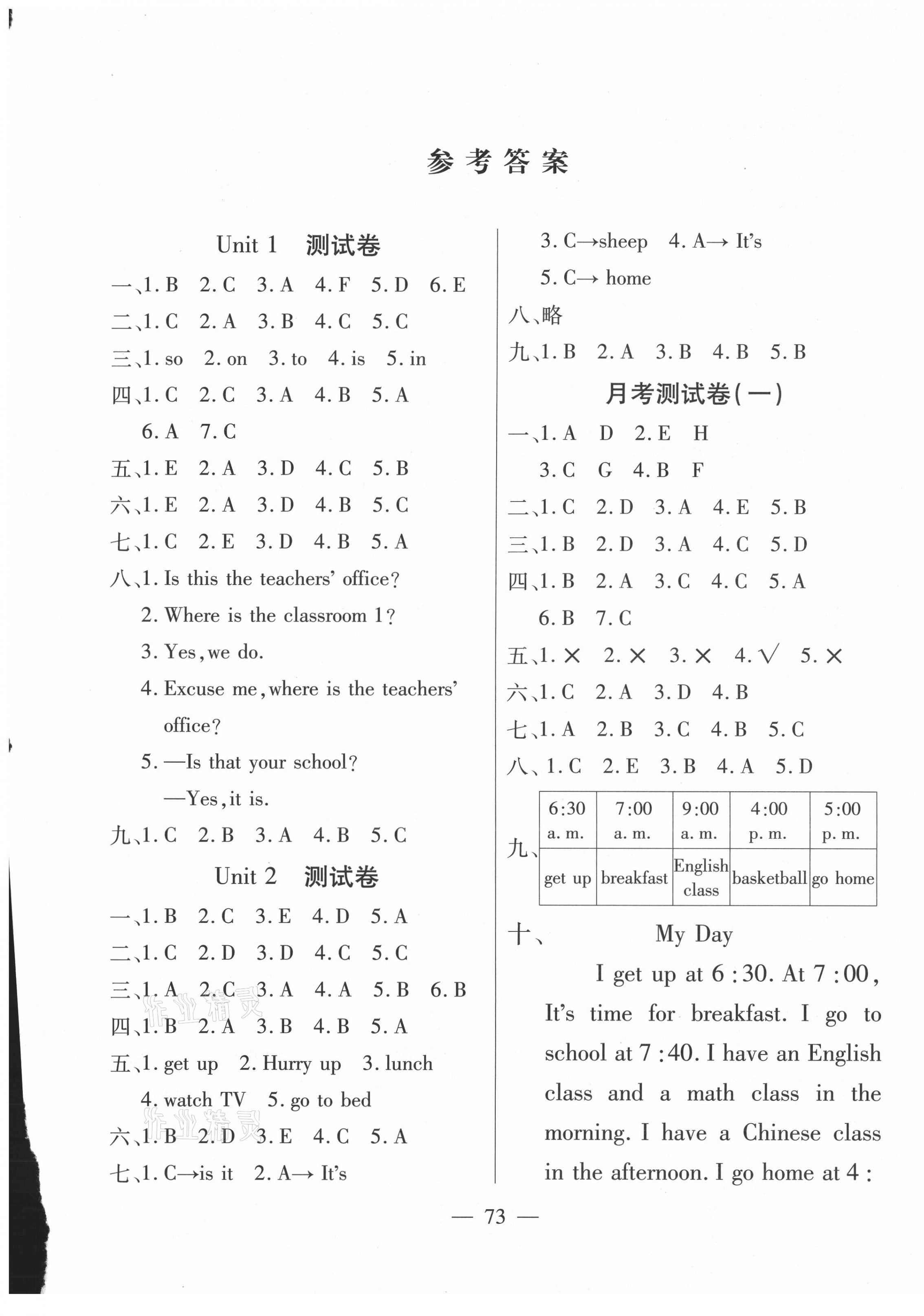 2021年全優(yōu)100分四年級英語下冊人教版 第1頁