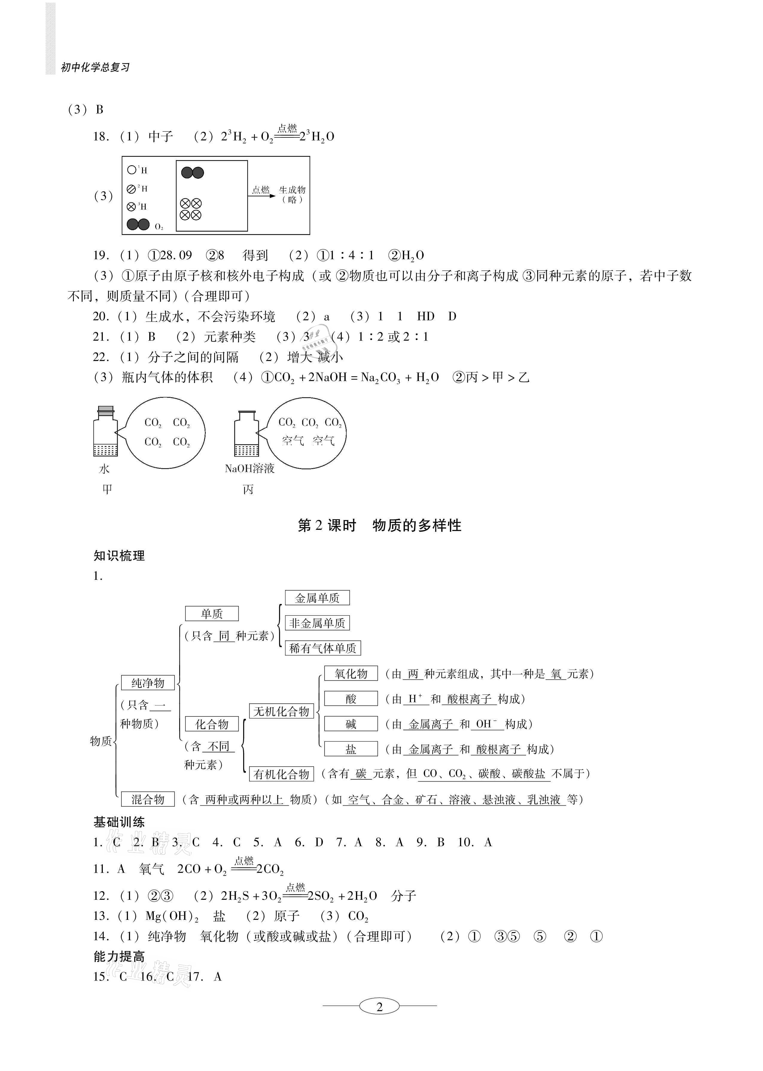 2021年金牌学案课时学练考初中化学总复习珠海专版 参考答案第2页