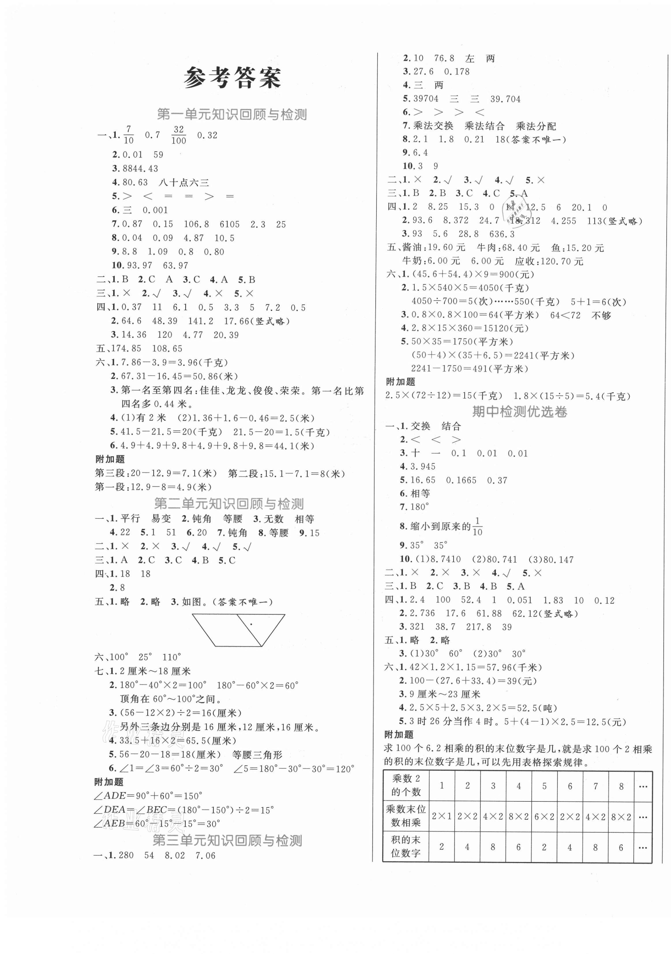 2021年黃岡名卷四年級數(shù)學下冊北師大版 第1頁