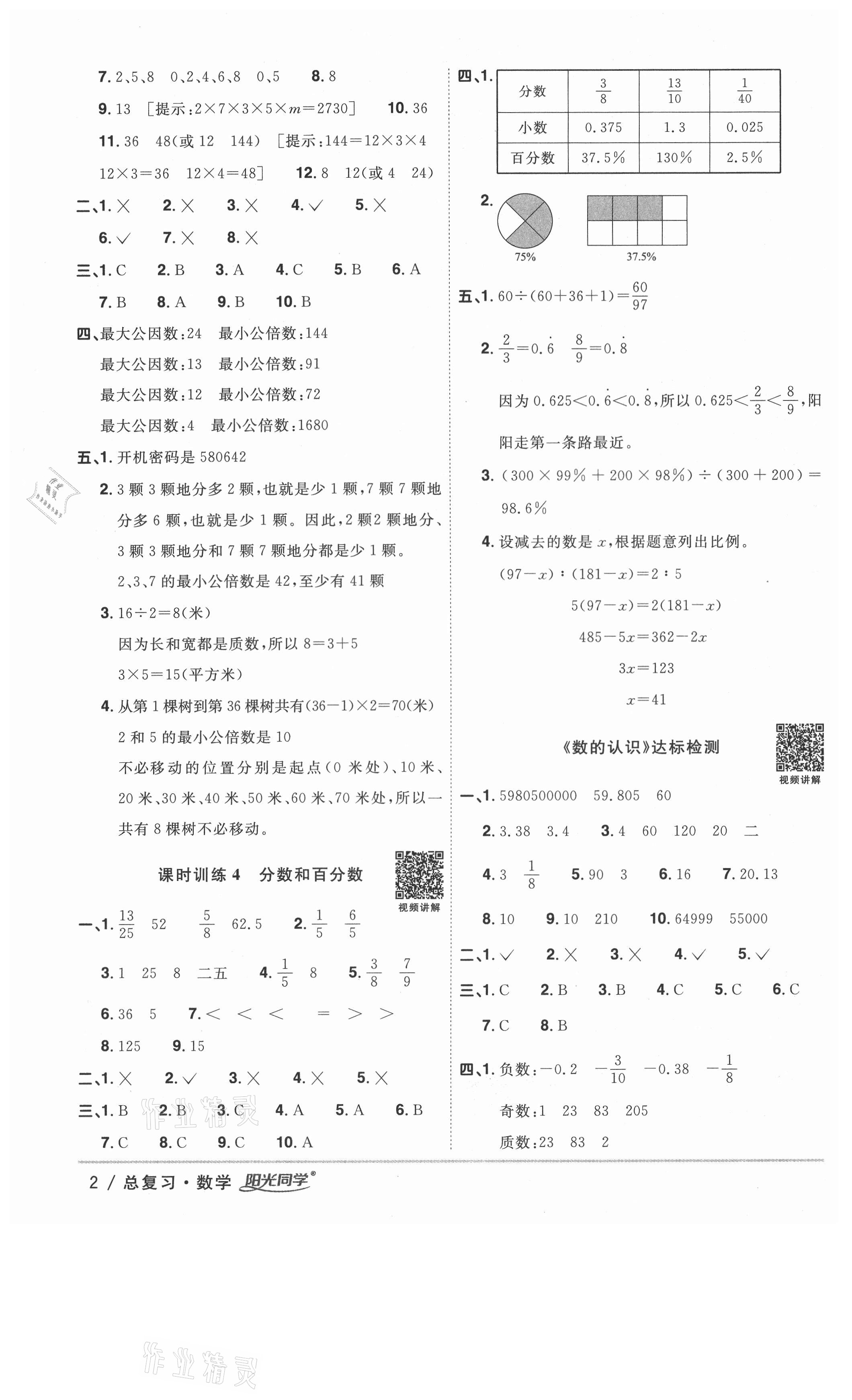 2021年陽光同學廣東省小學畢業(yè)升學系統(tǒng)總復習數(shù)學 第2頁