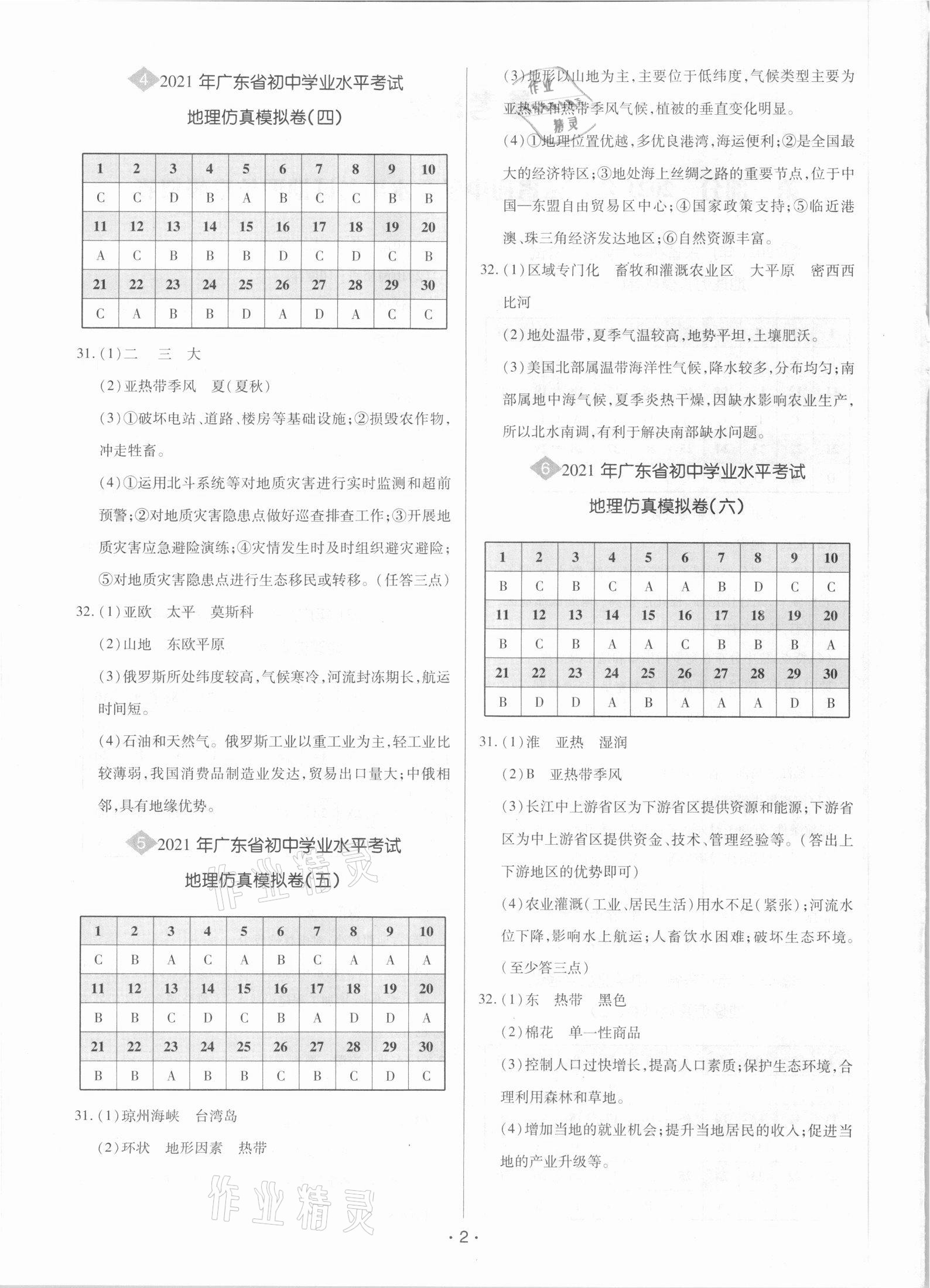 2021年廣東中考大考卷地理 第2頁(yè)