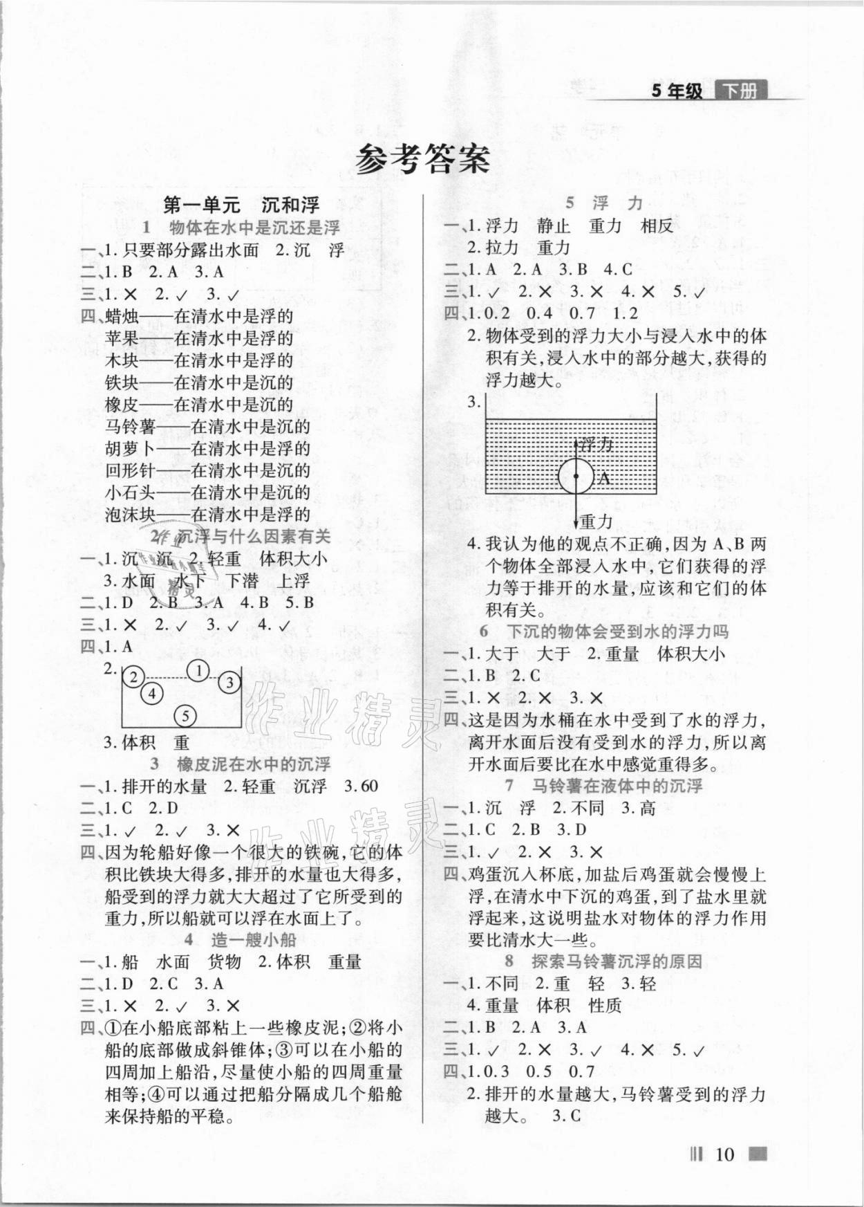 2021年頂尖訓練五年級科學下冊教科版 第1頁