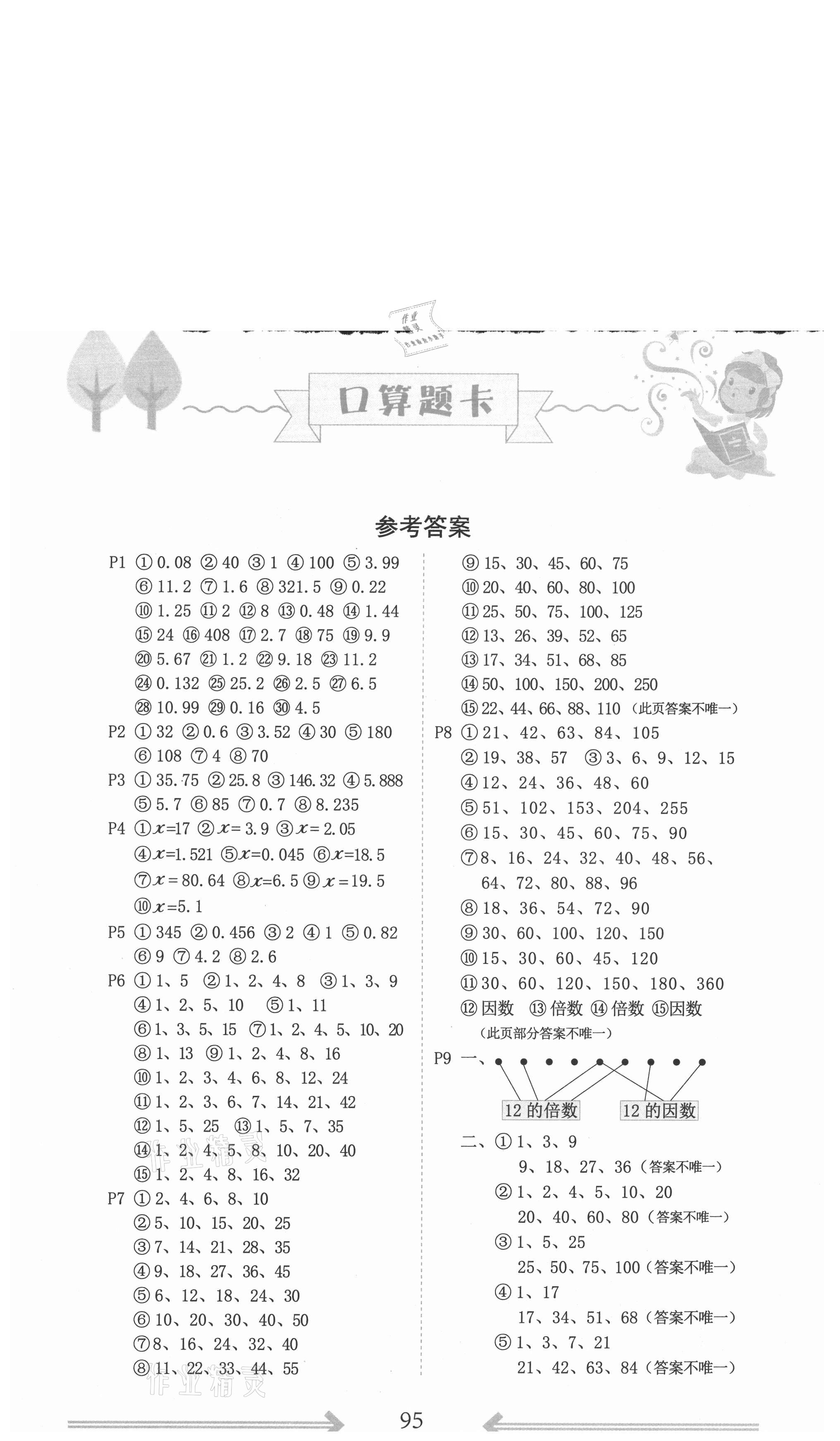 2021年口算題卡五年級(jí)下冊(cè)人教版中州古籍出版社 第1頁(yè)